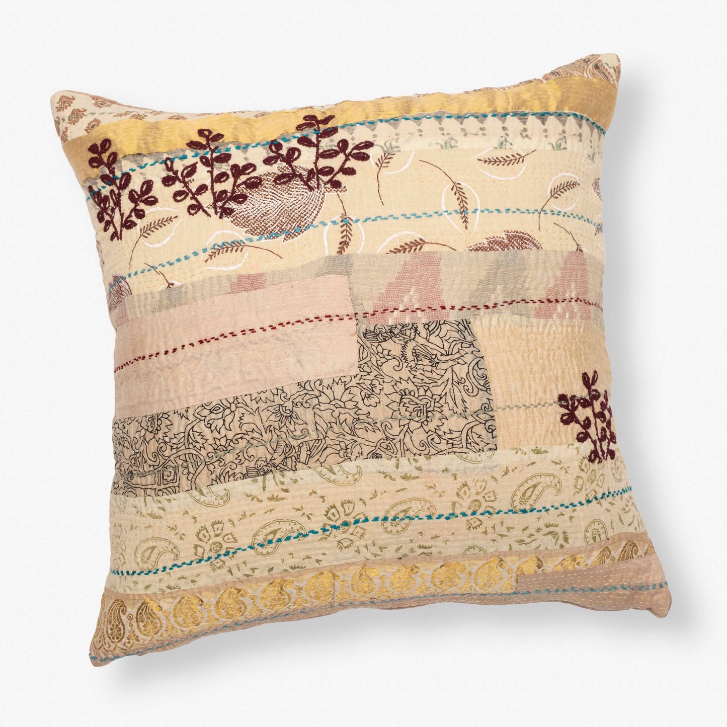 Jewels Handmade Kantha Pillow Sham (With Velvet Back)