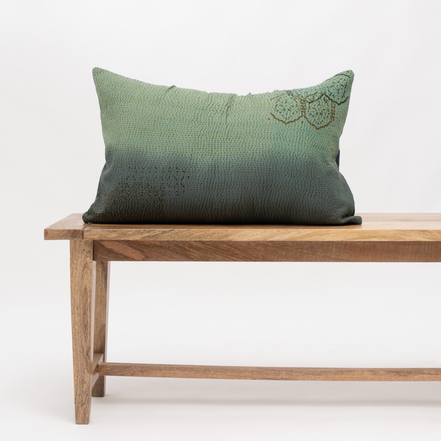 Cotton Ombre Handmade Vintage Kantha Pillow Sham - Avocado