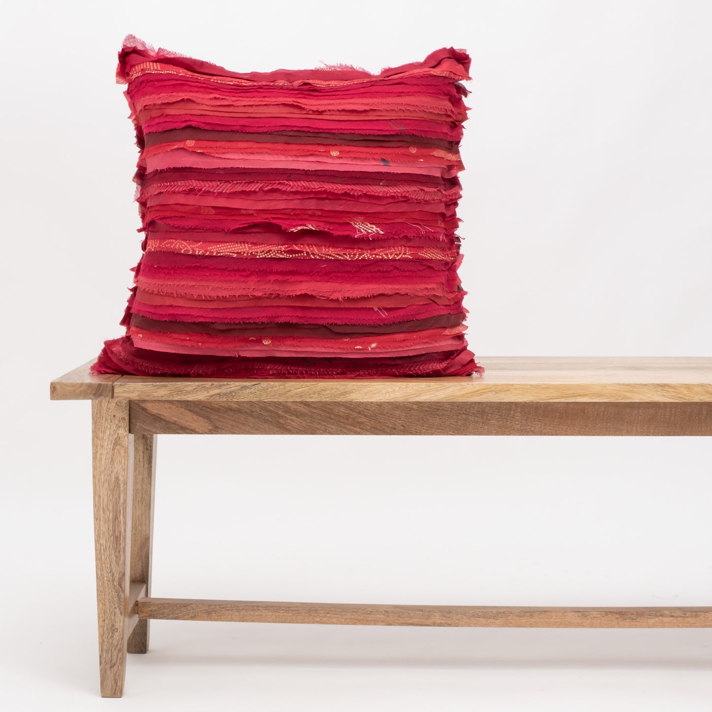 Wavy Stripe Vintage Patch Pillow Sham - Red