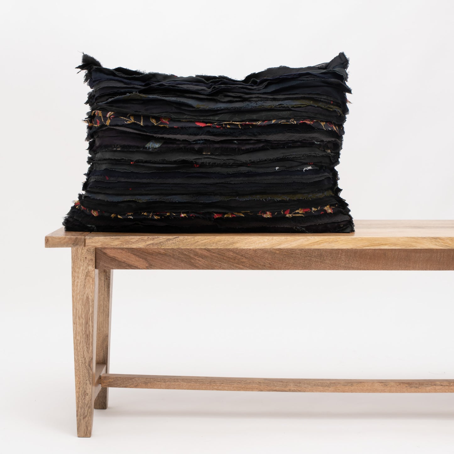 Wavy Stripe Vintage Patch Pillow Sham - Black