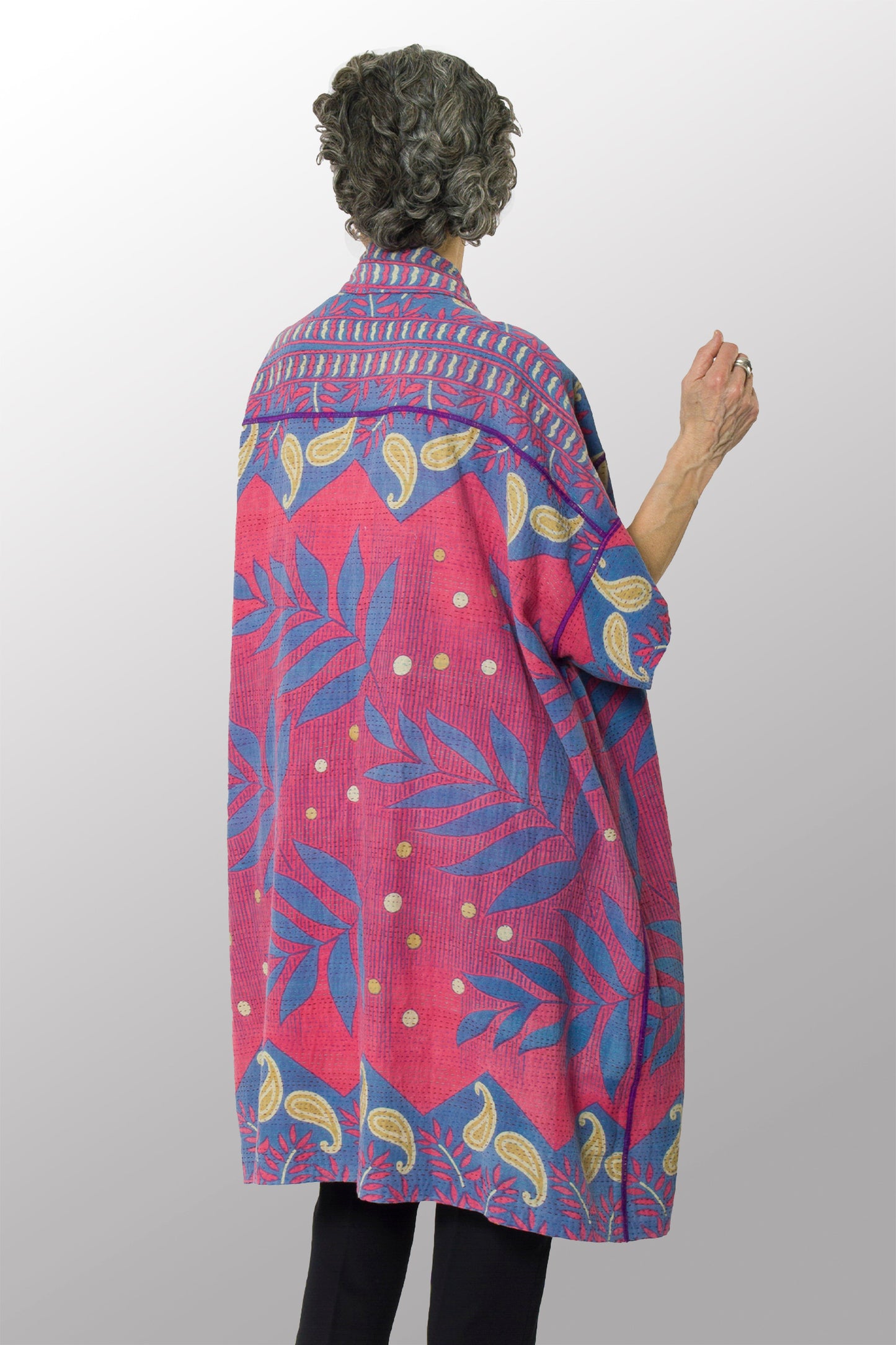 VINTAGE COTTON KANTHA WIDE SHIRT DRESS - cv2448-0002a -