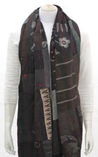 COTTON SILK SW PATCH KANTHA SHAWL LARGE - ws2803-gry -