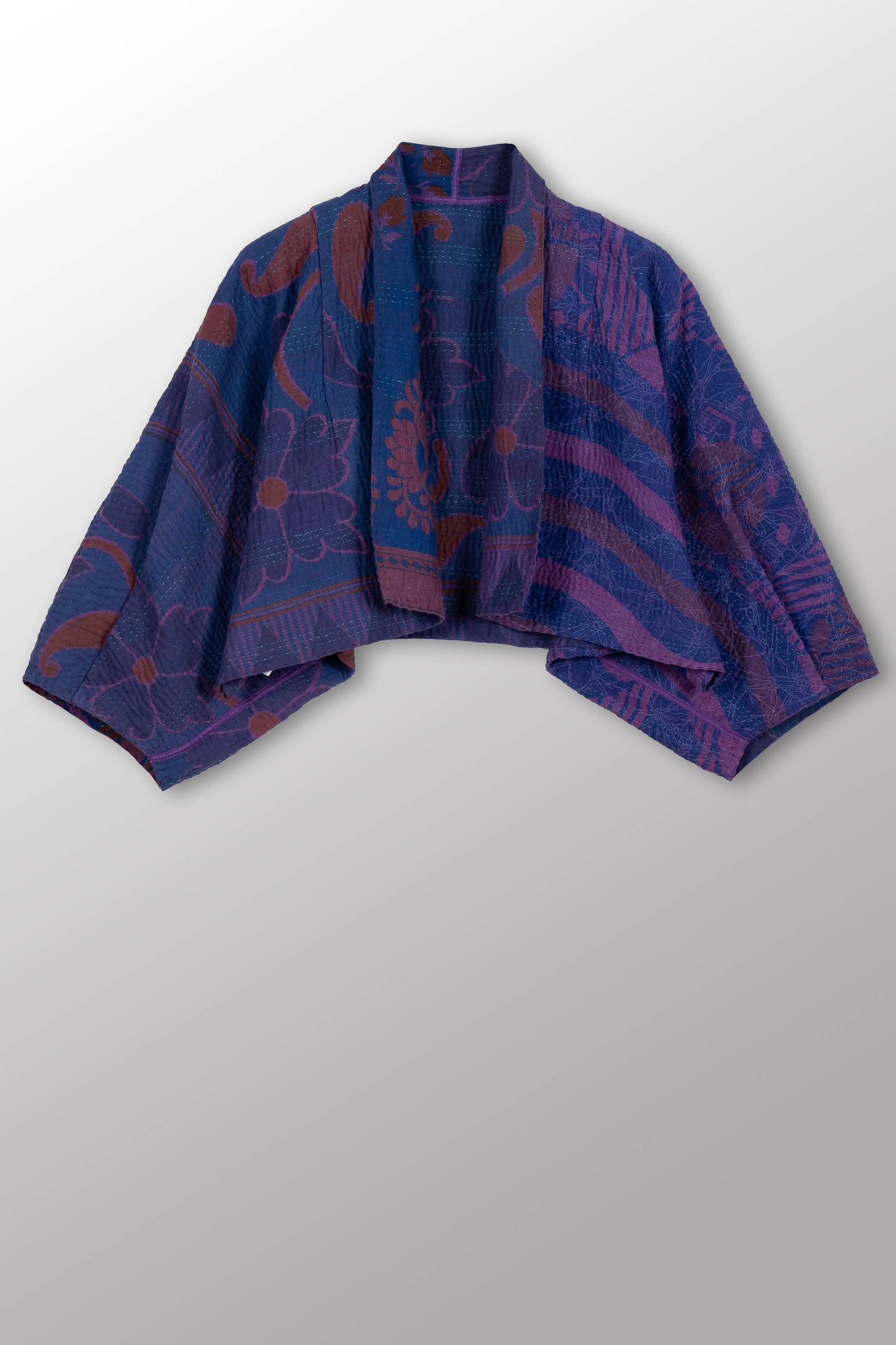 COTTON OVERDYE KANTHA PUFF SLV. SHRUG - ov4062-cprp009a -