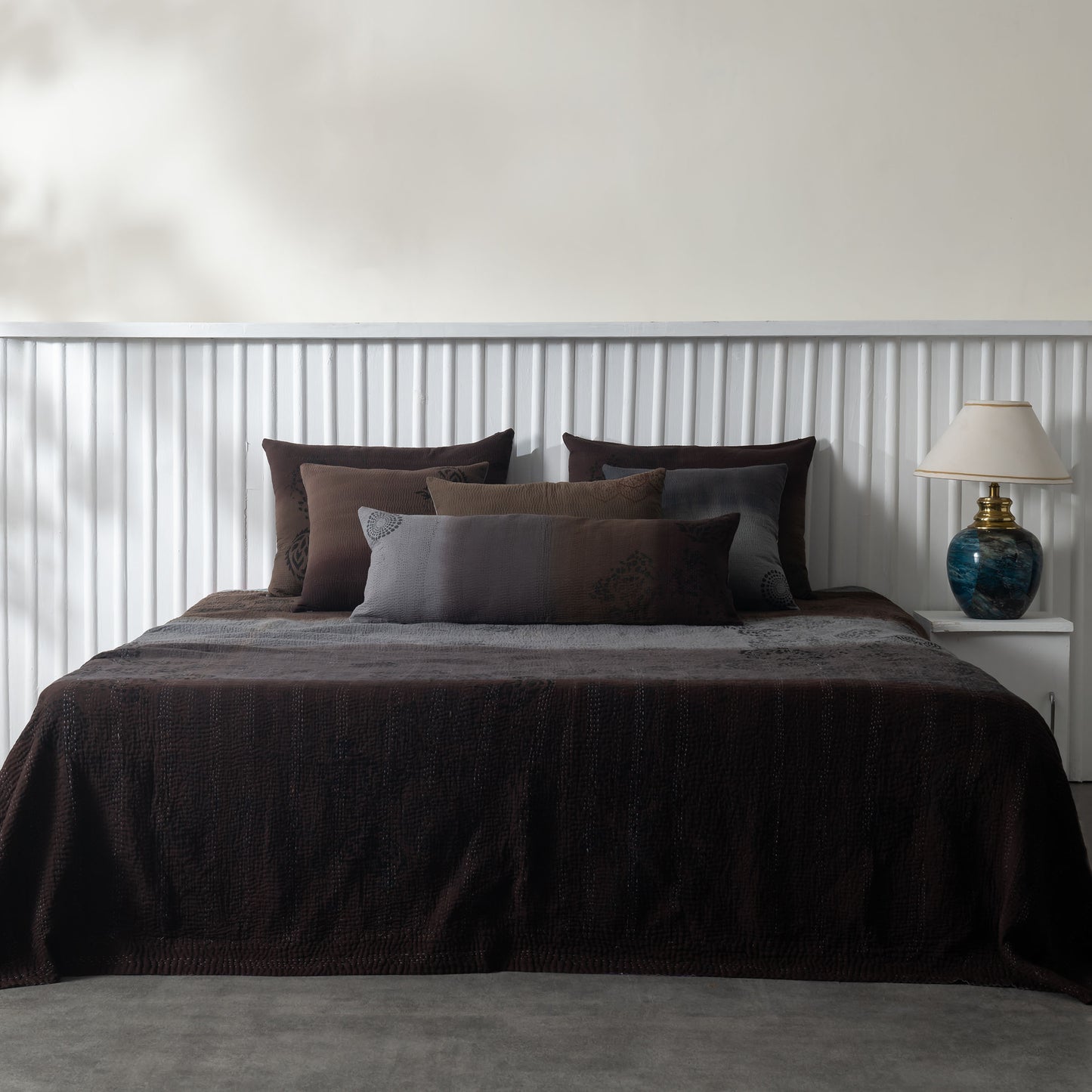 Ombre with Fray Patch Handmade Vintage Quilt - Chocolate