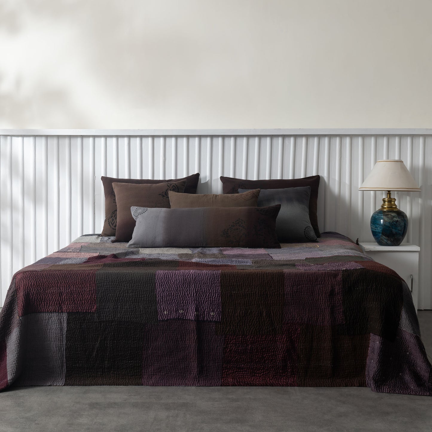 Ombre with Fray Patch Handmade Vintage Quilt - Chocolate