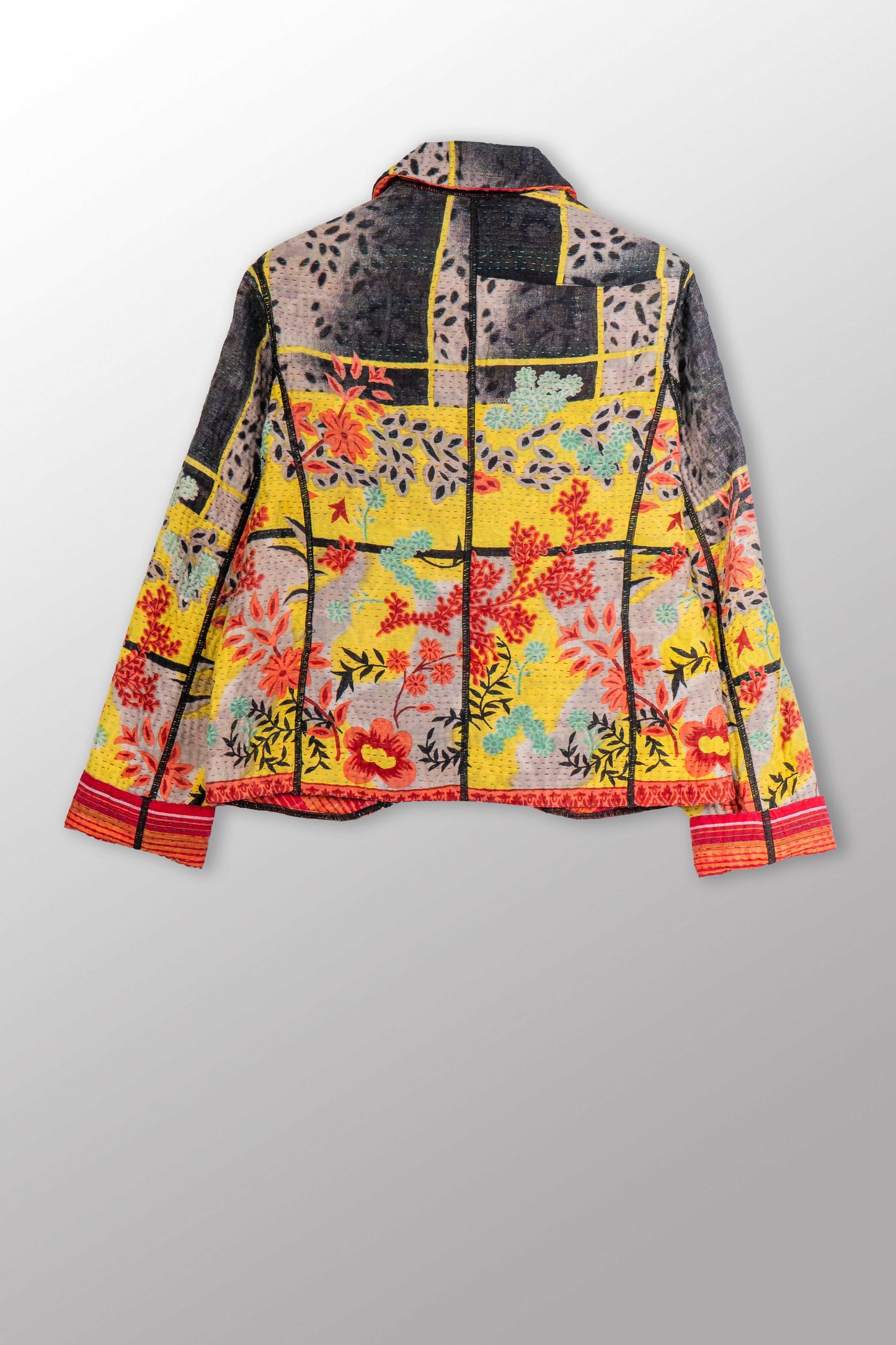 VINTAGE COTTON KANTHA CROPPED BASIC JACKET - cv4096-0003s -