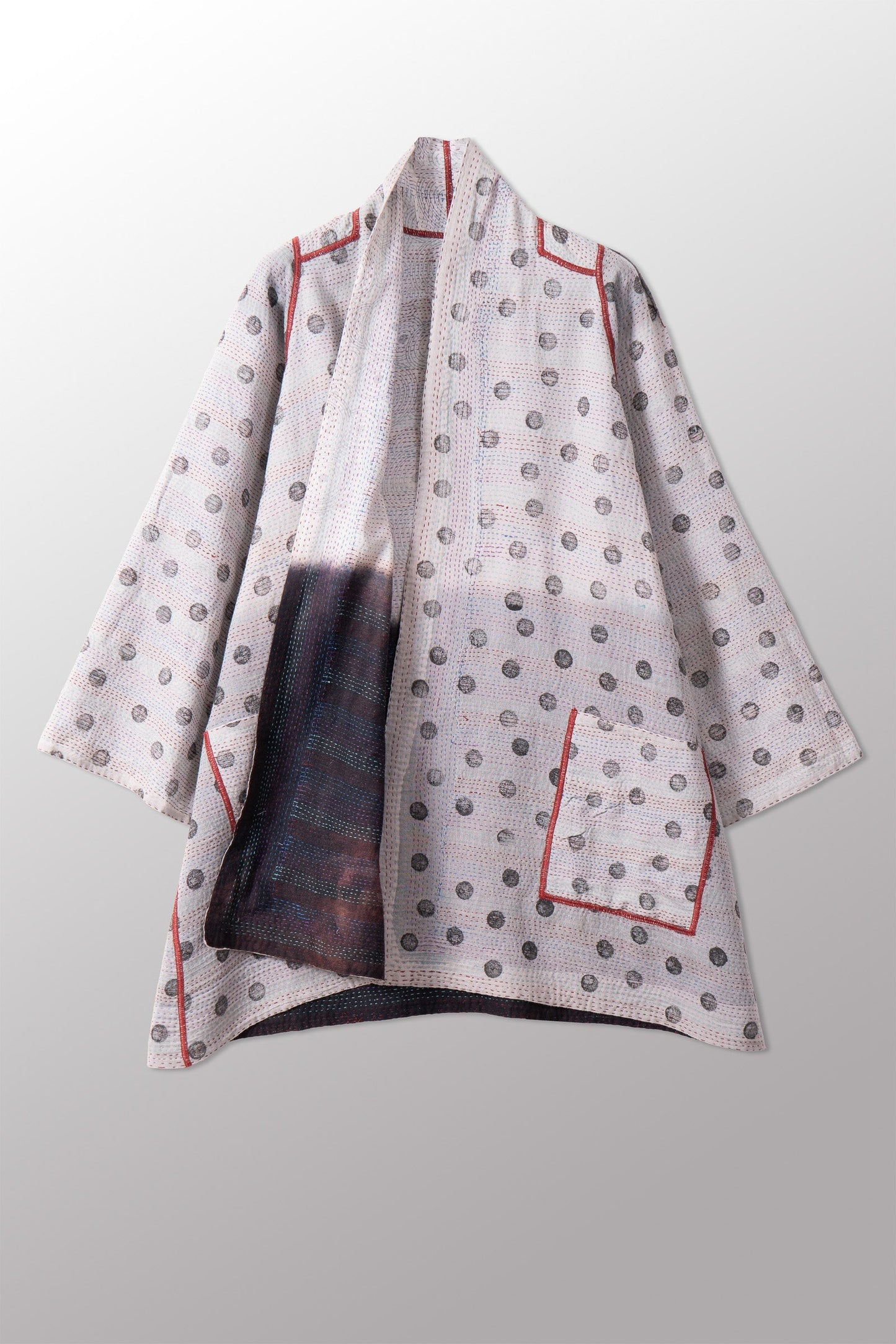 VINTAGE COTTON & NEW VOILE KANTHA A-LINE JKT - cn2003-0004a -