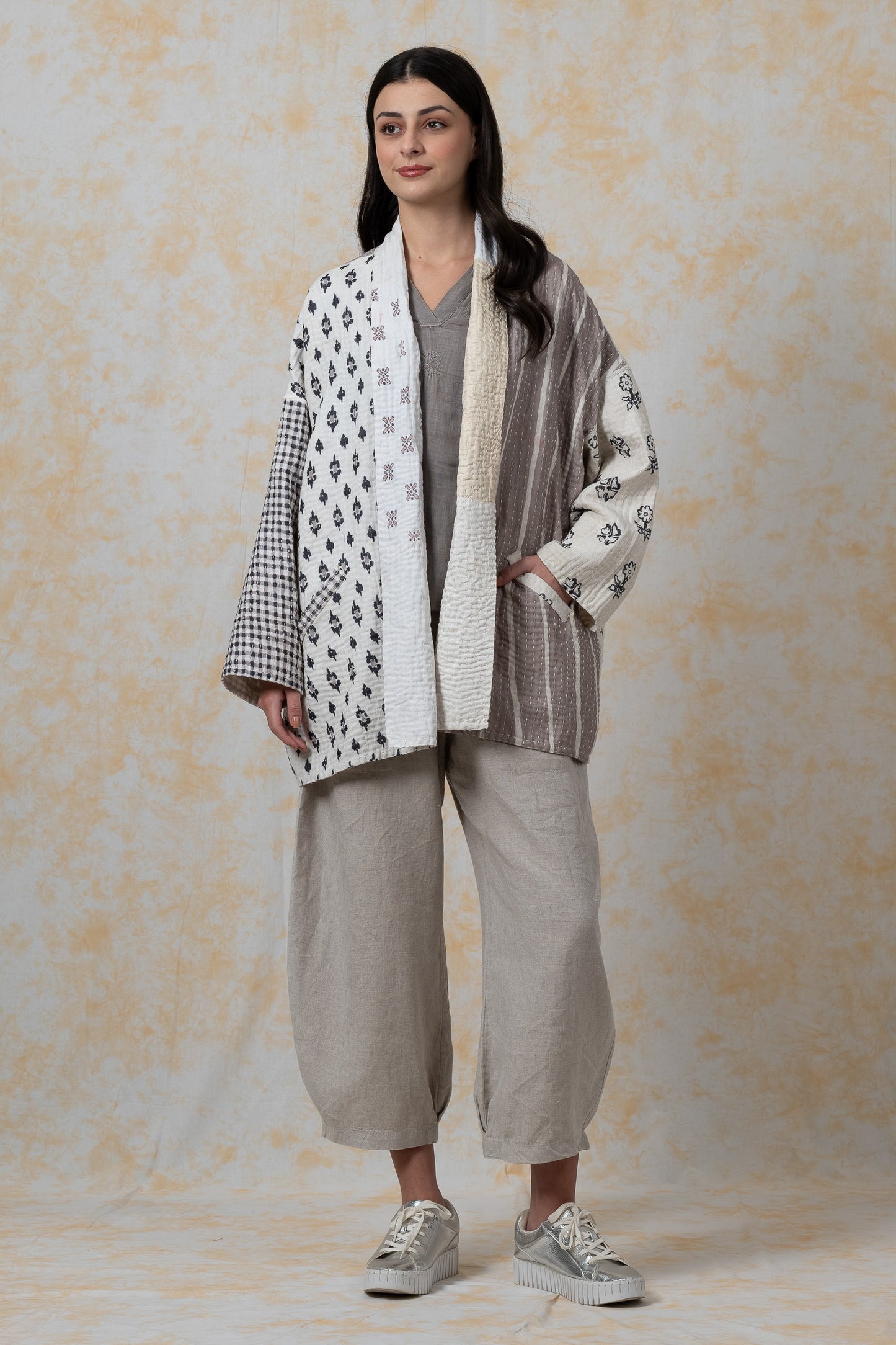 BBK PATCH KANTHA-JACKET SHORT HAORI - bl-bbp4j106-ivy-