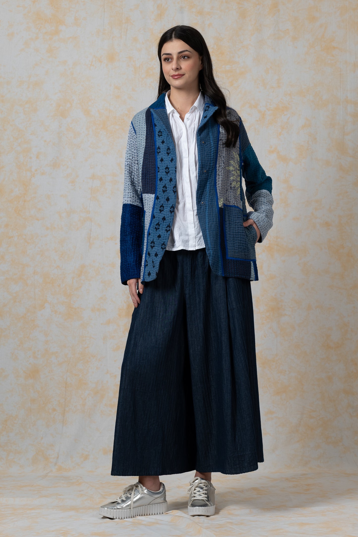 BBK PATCH KANTHA-JACKET BASIC - bl-bbp4052-nvy-