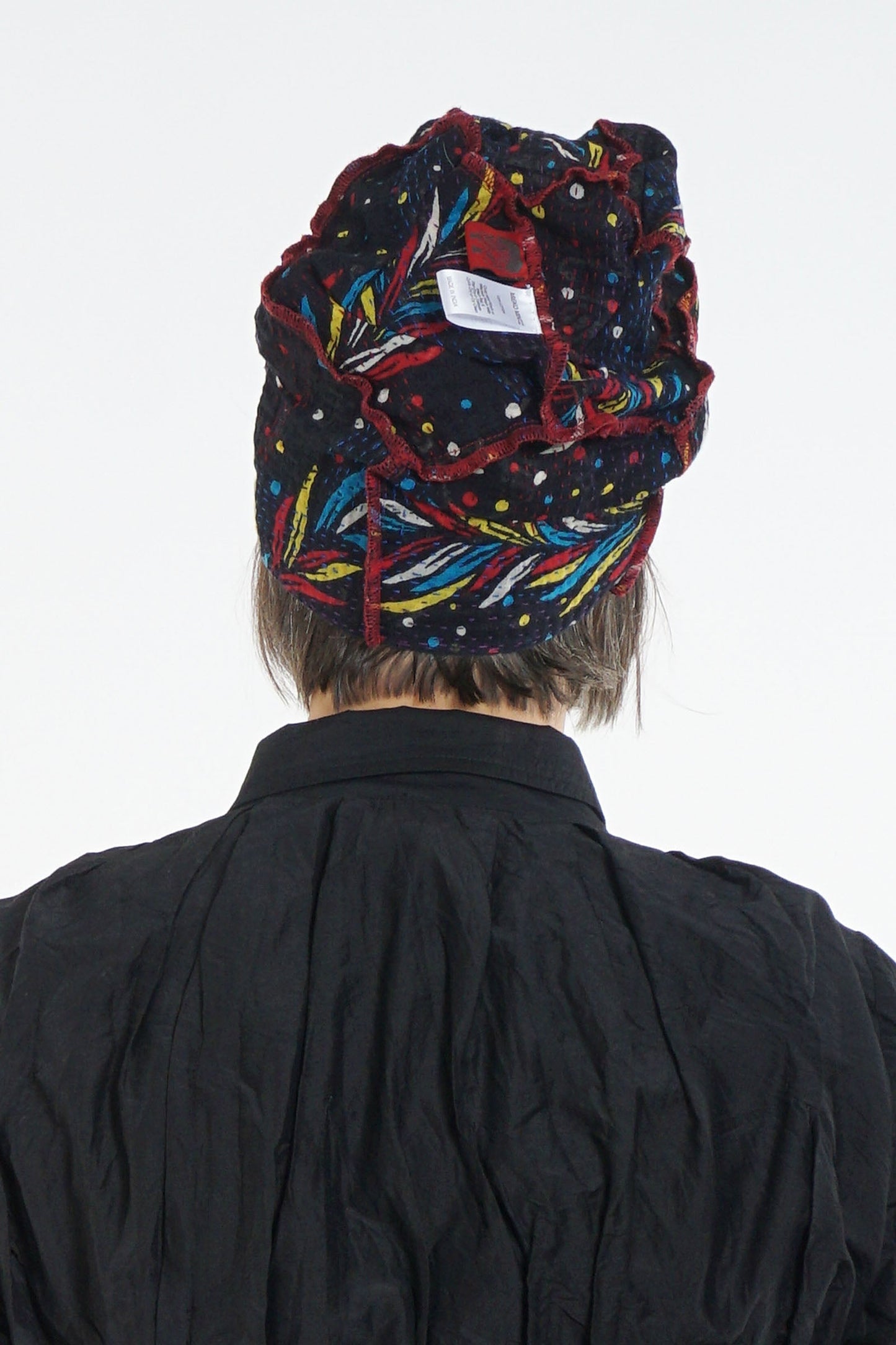 PATCHED & LEAVES KANTHA PATCHWORK HAT - pl2880-blk -