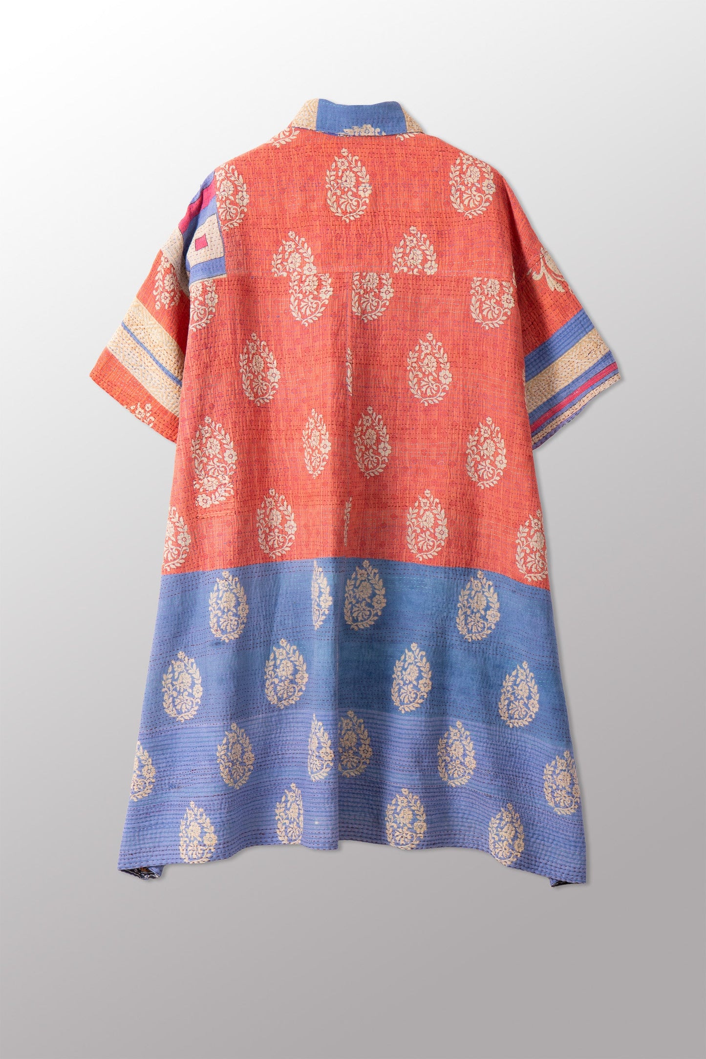 VINTAGE COTTON KANTHA HALF SLV. SHIRT DRESS - cv2429-0025a -