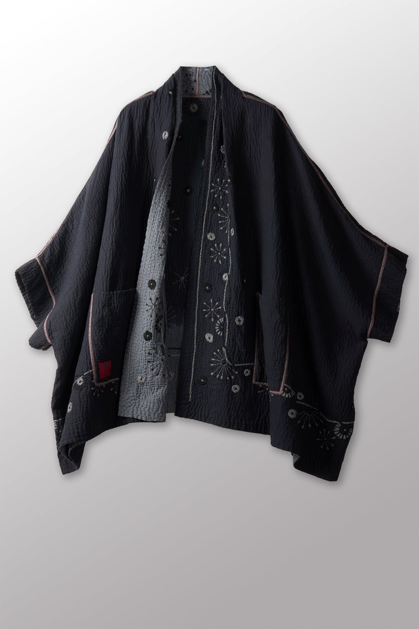 OMBRE SUN RALLI FIREWORKS KANTHA DOUBLE COLLAR PONCHO - of4323-gry -