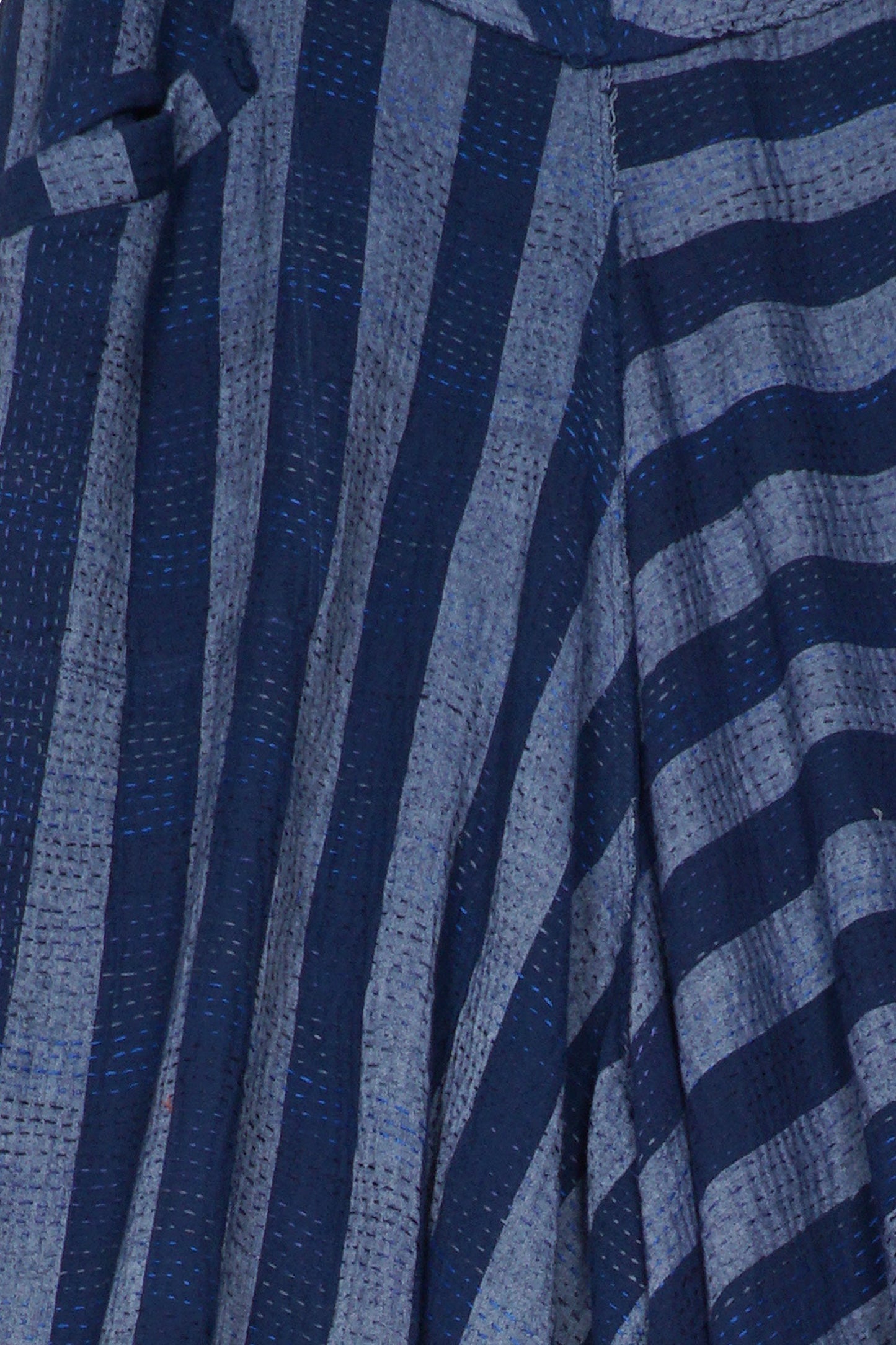 WOVEN STRIPE FRAYED PATCH BACK KANTHA MINI KIMONO JKT - wp2055-nvy -