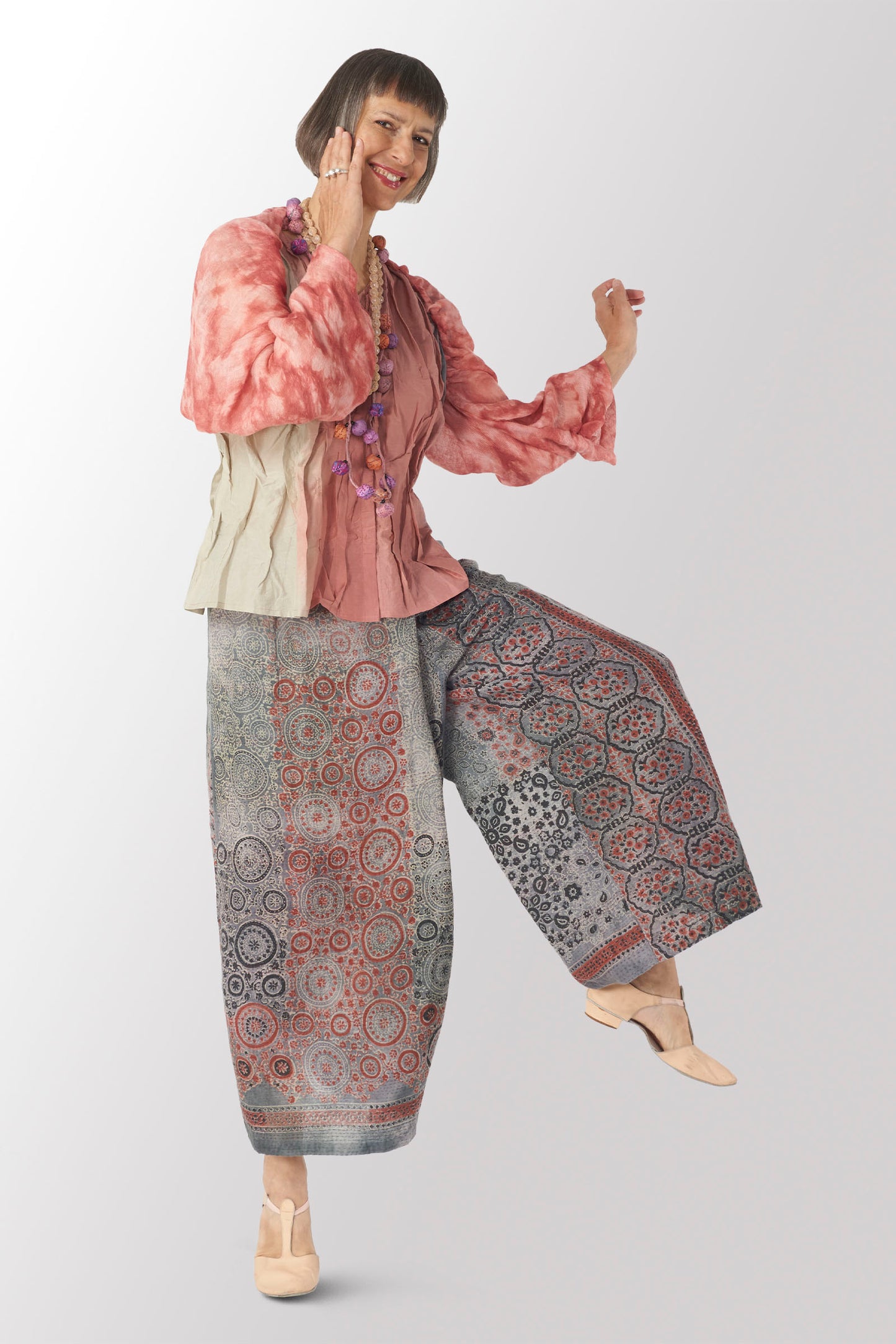 MANHATTAN AJRAKH KANTHA WRAP WIDE PANTS