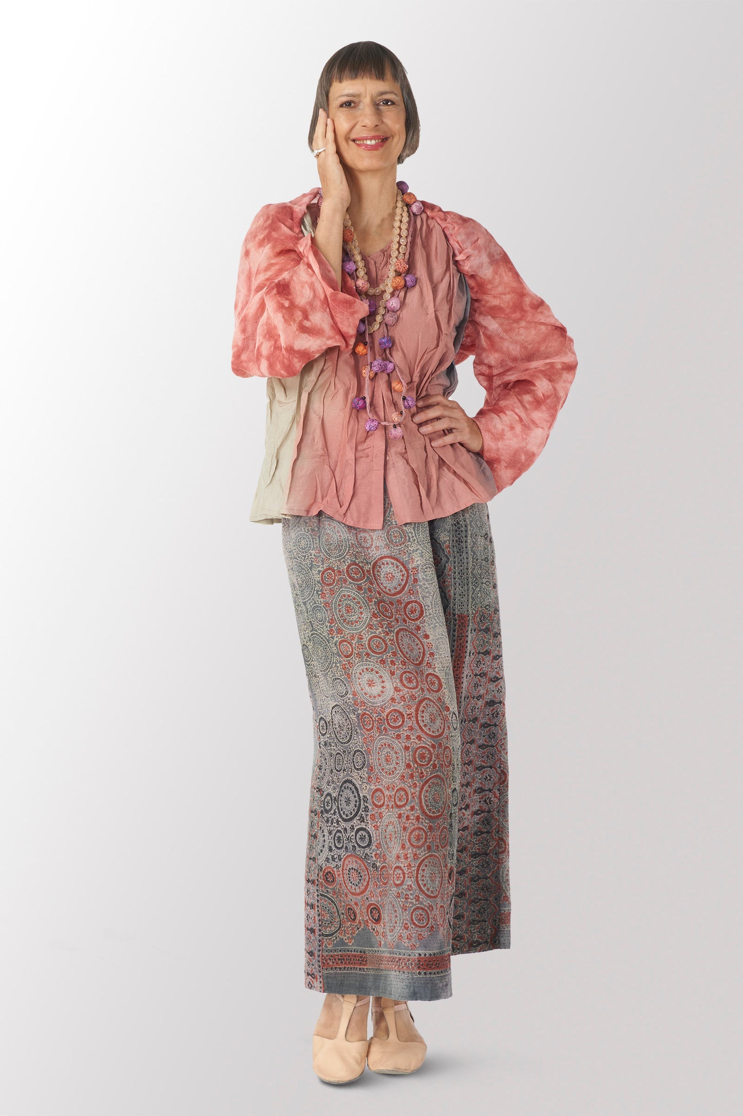 MANHATTAN AJRAKH KANTHA WRAP WIDE PANTS