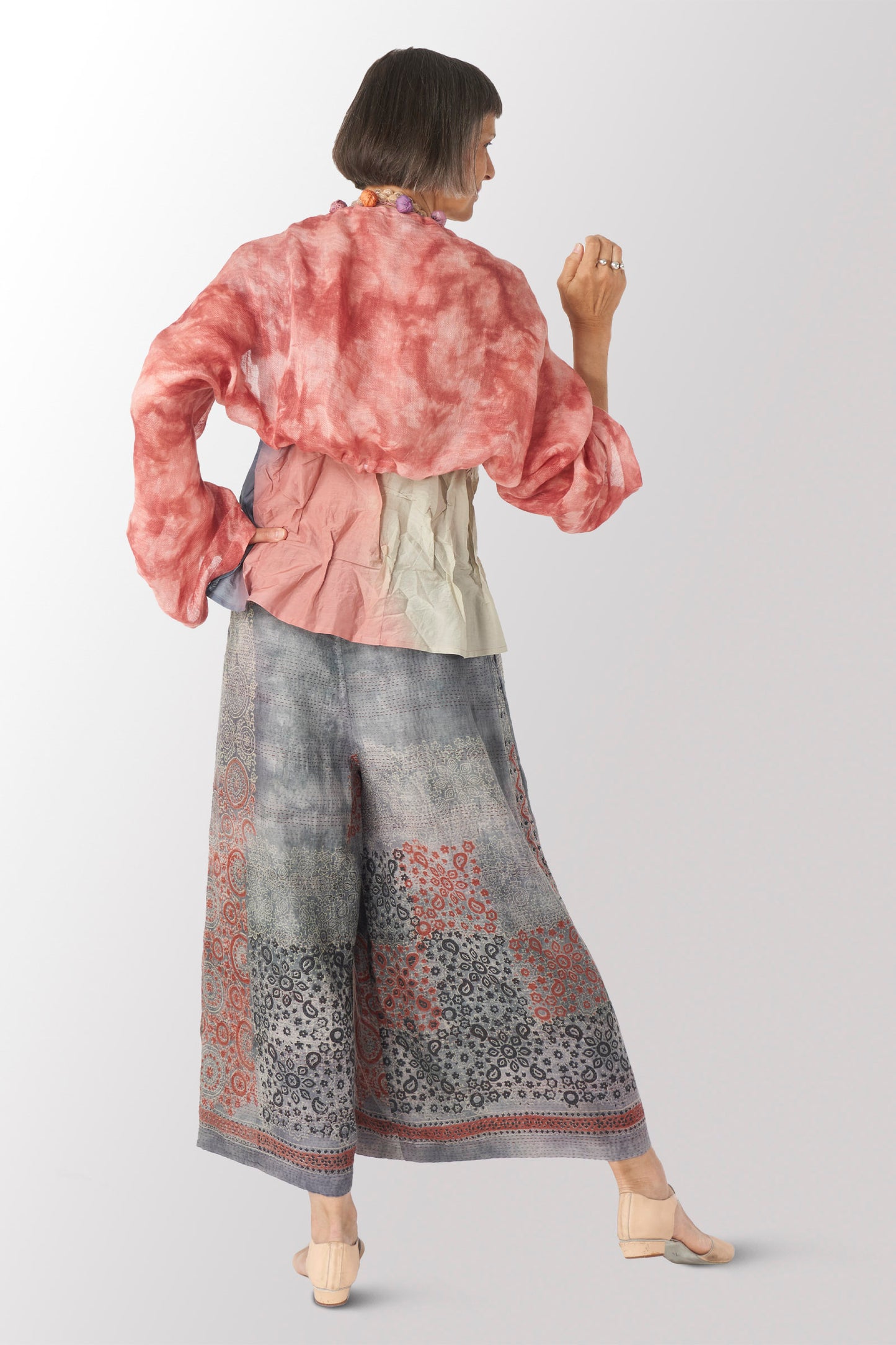MANHATTAN AJRAKH KANTHA WRAP WIDE PANTS