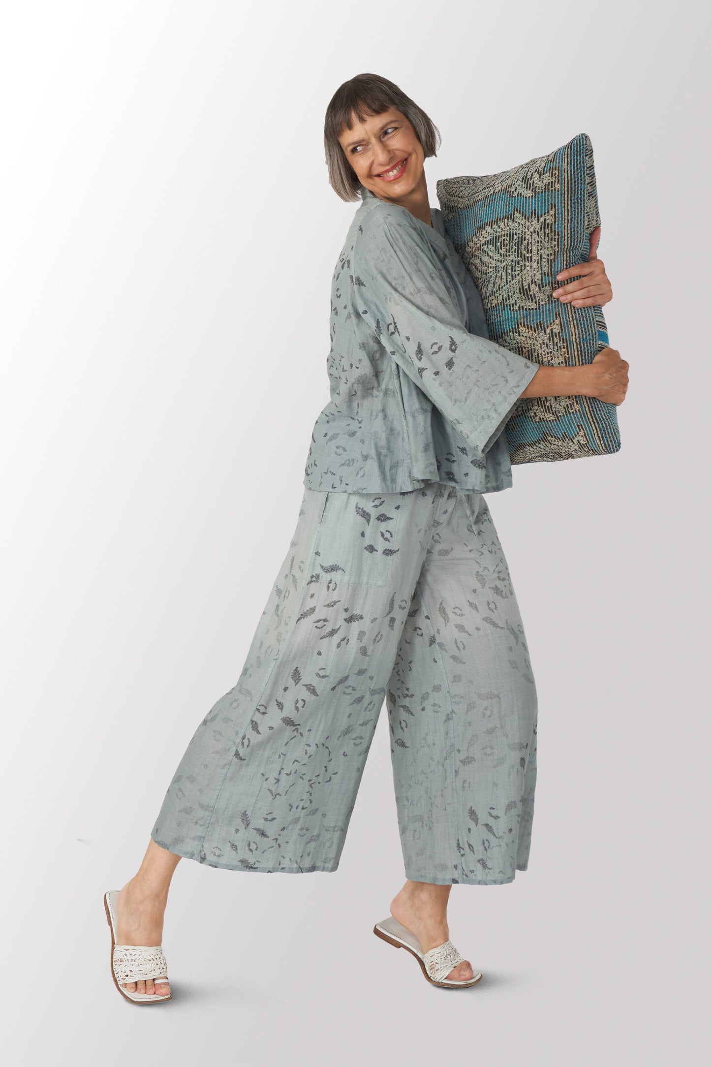 LOUNGE WEAR THROW KANTHA PAJAMA PANTS - lw2647-blu -