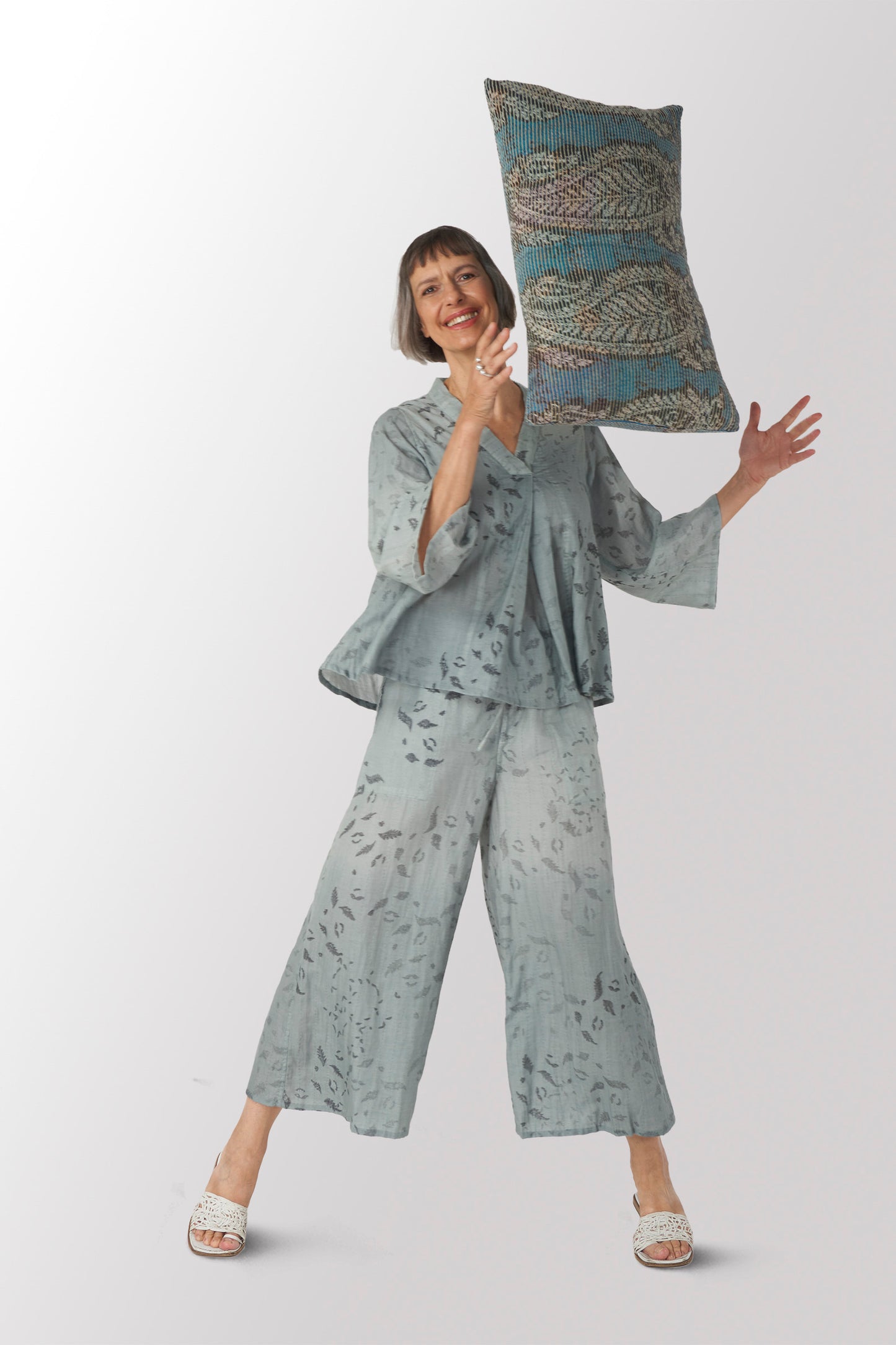LOUNGE WEAR THROW KANTHA PAJAMA PANTS - lw2647-blu -