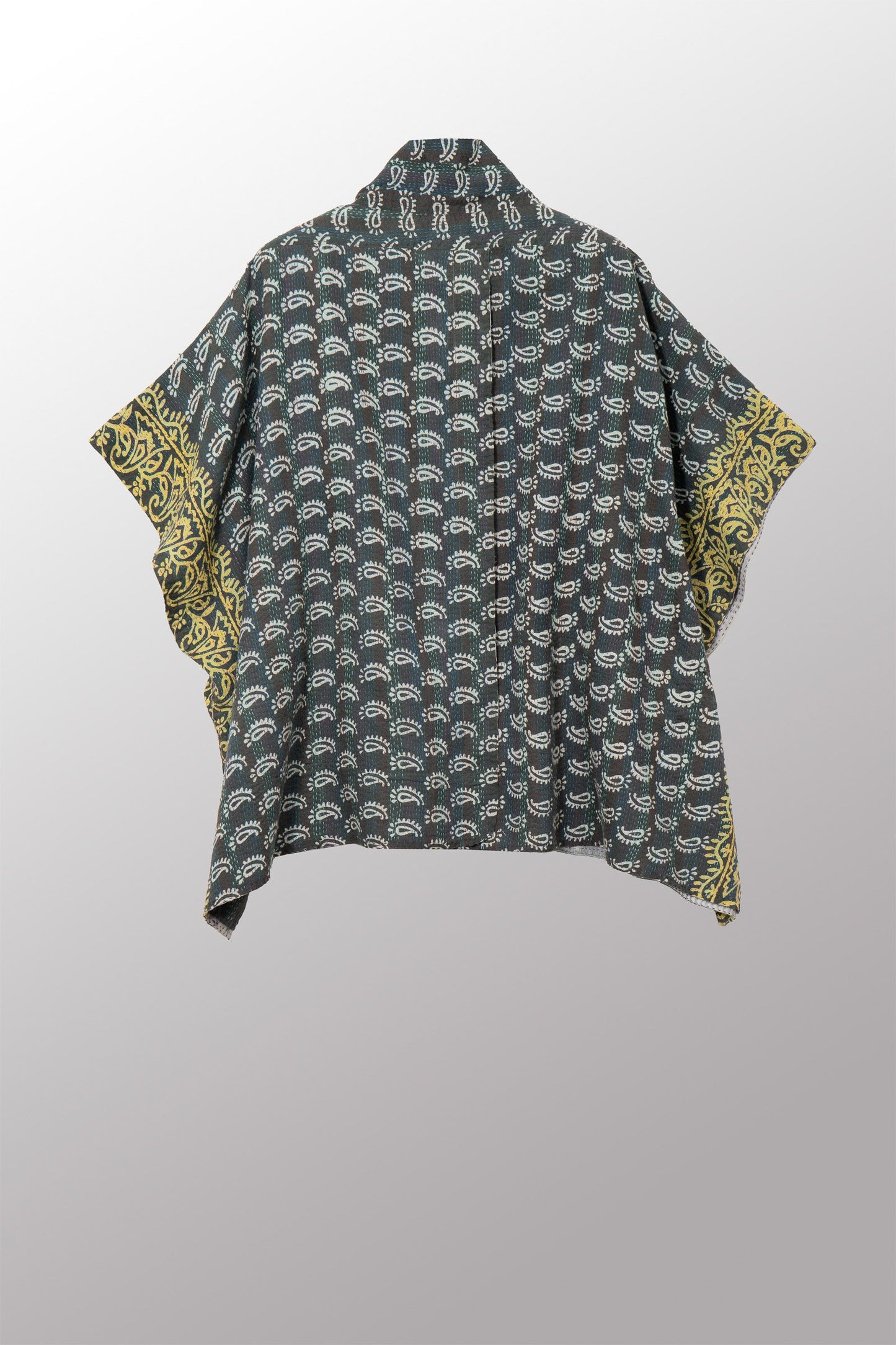 VINTAGE COTTON & NEW VOILE KANTHA PONCHO TOP - cn2568-0001a -