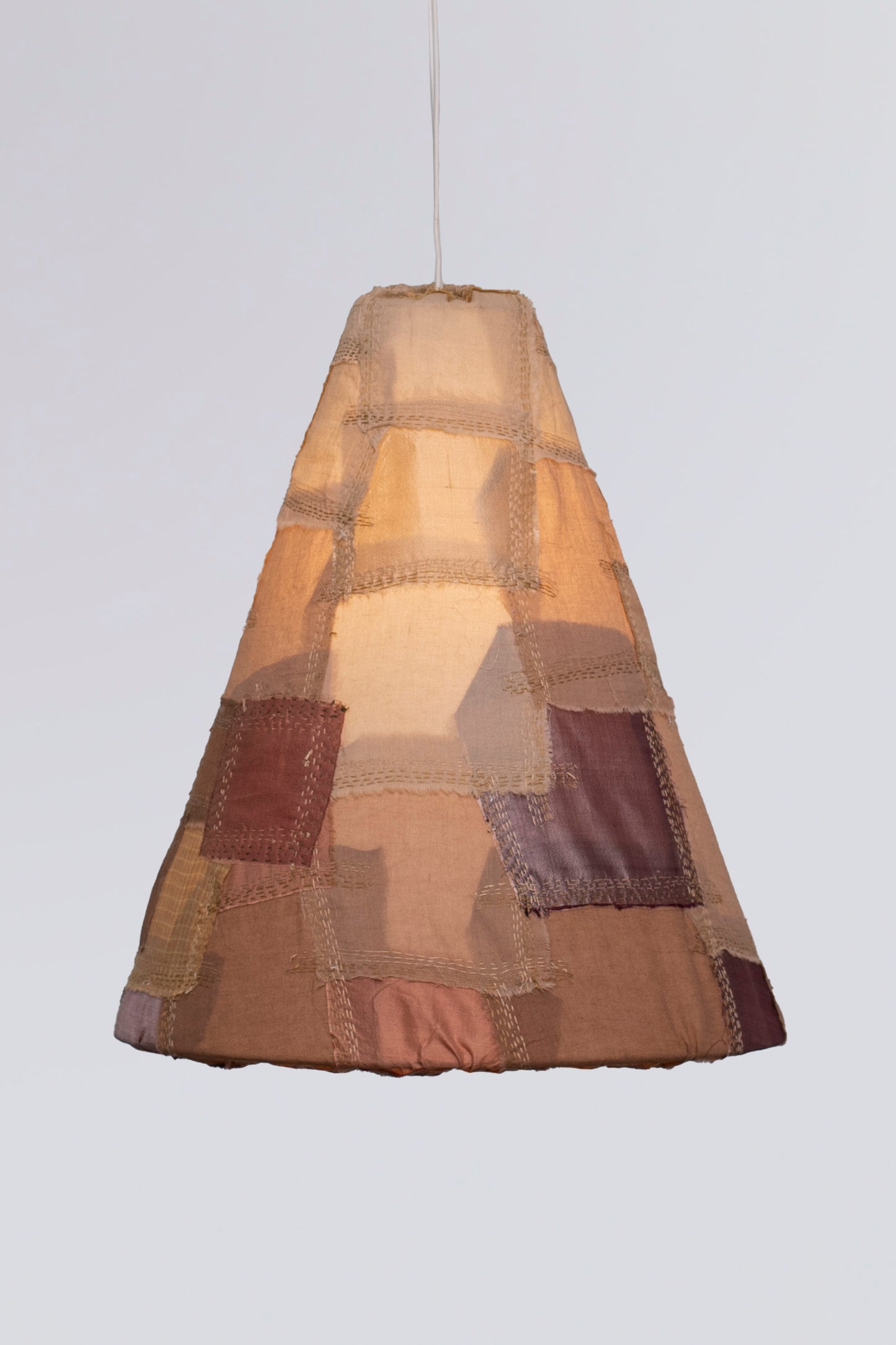 Mosaic Fray Patch Kantha Kantha Hanging Pendant Lamp - Clay