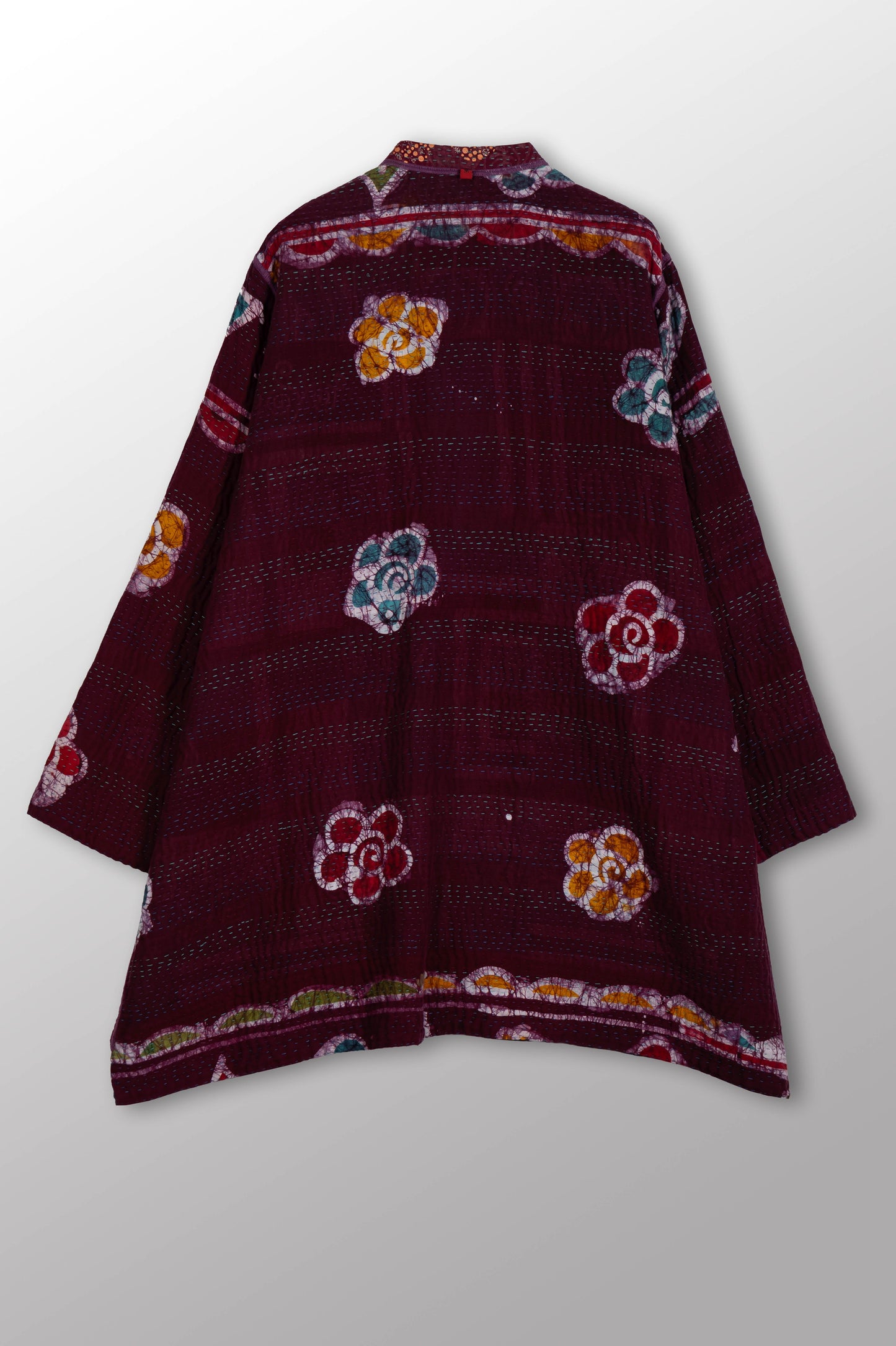 COTTON OVERDYE KANTHA KAFTAN JACKET MEDIUM - ov4089-cblu001m -