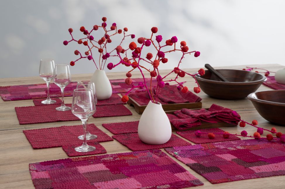 Pink Kantha Branch Twigs