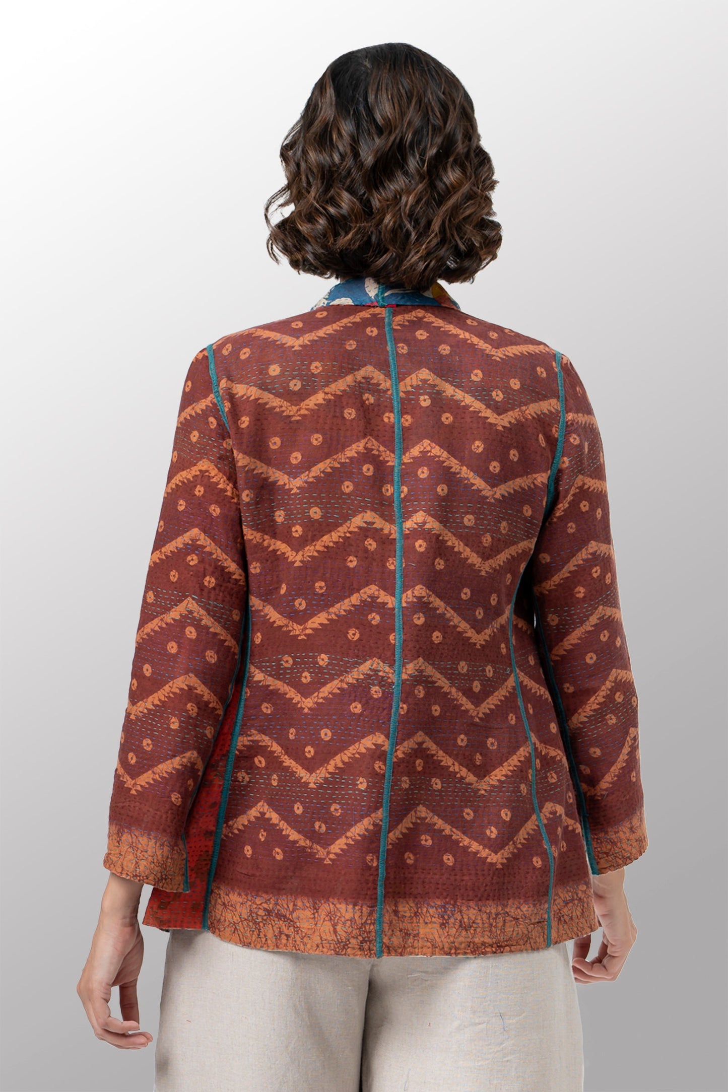 VINTAGE COTTON KANTHA SHORT JKT - cv2007-0086s -