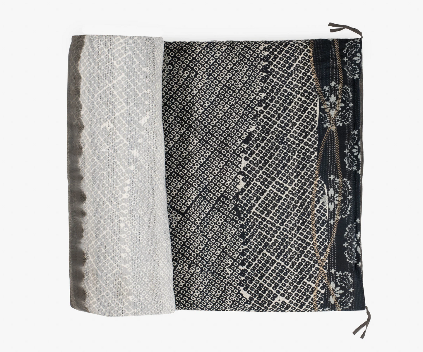 Kimono Cotton Kantha Day Bed Mattress Cover -Black -