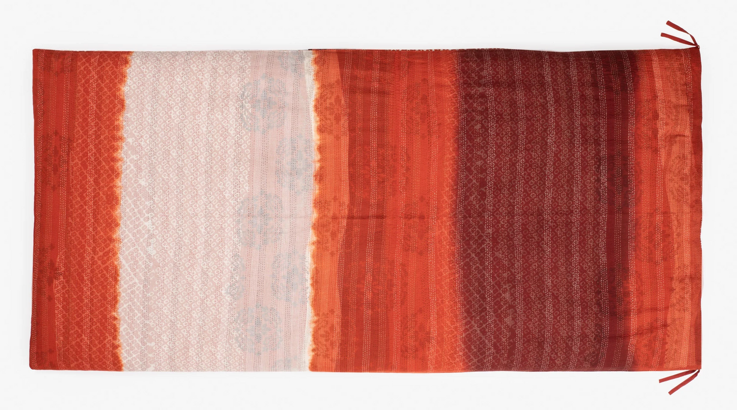 Kimono Cotton Kantha Day Bed Mattress Cover -Orange -