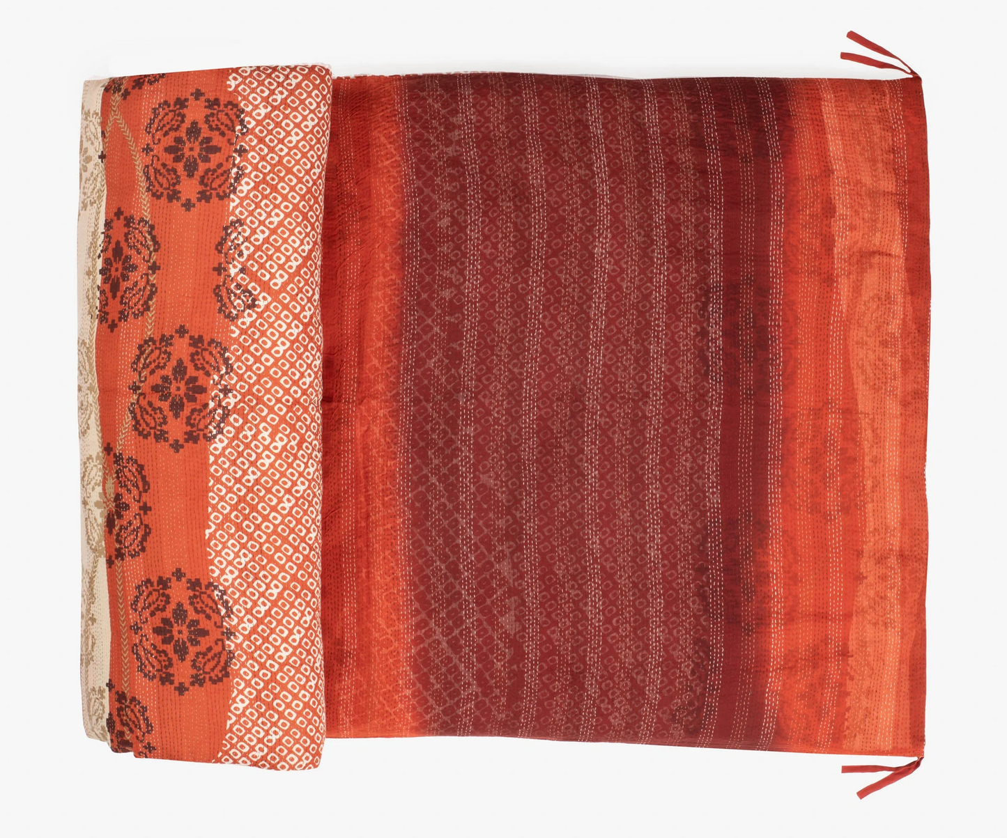 Kimono Cotton Kantha Day Bed Mattress Cover -Orange -