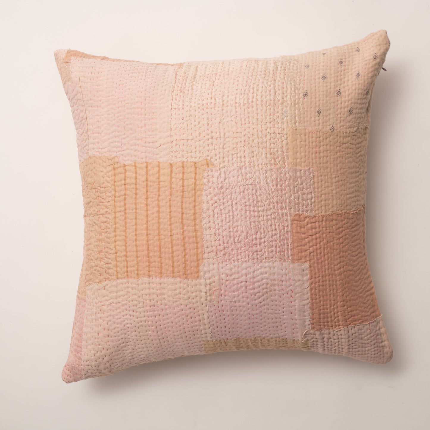 Mosaic Fray Handmade vintage Kantha Pillow - Shallot