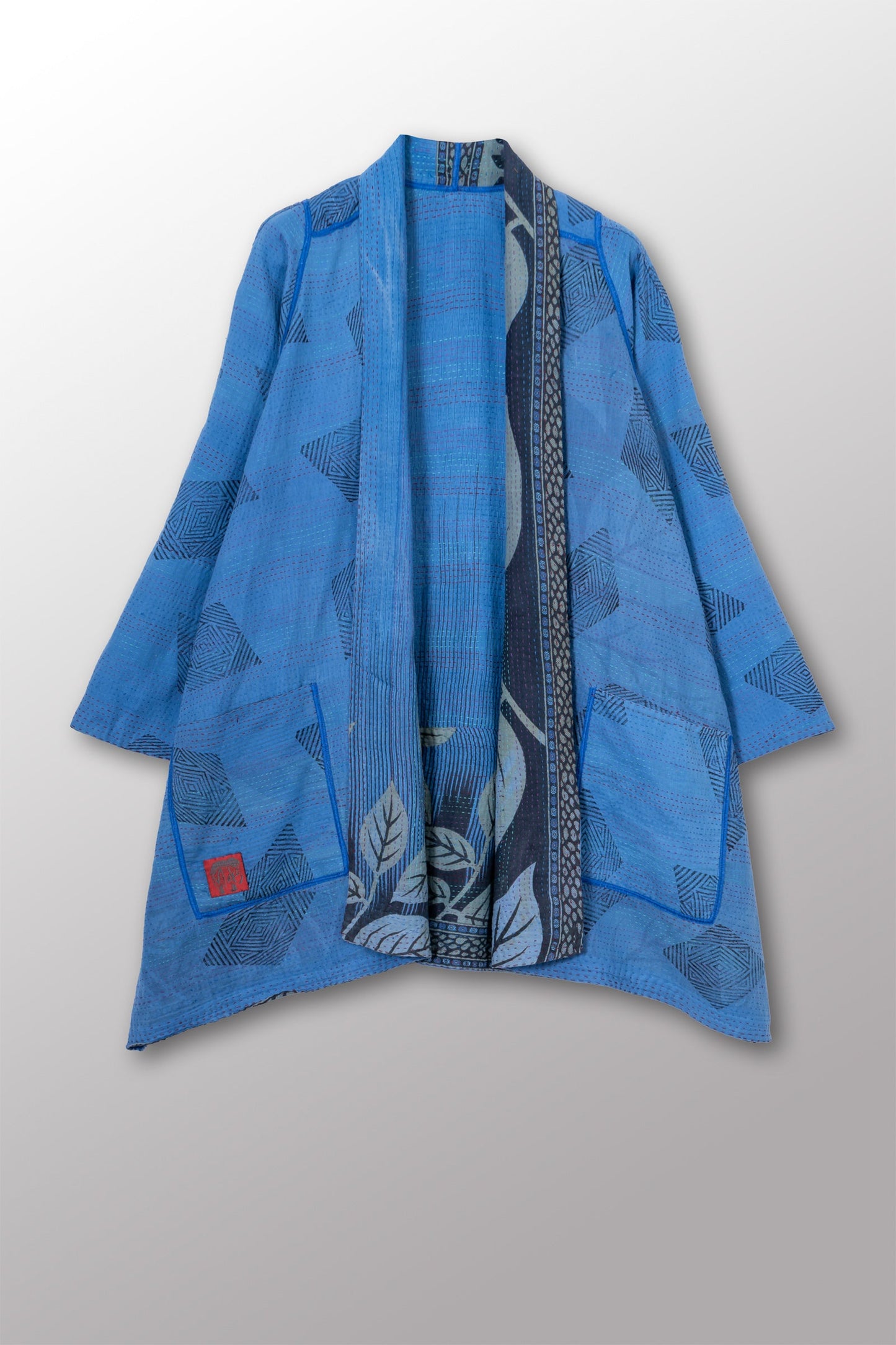 VINTAGE COTTON & NEW VOILE KANTHA A-LINE JKT - cn2003-0005a -