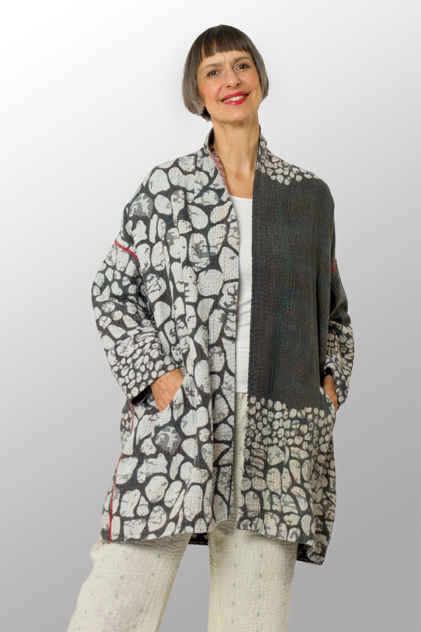 VINTAGE COTTON KANTHA HAORI JKT - cv4068-0006a -