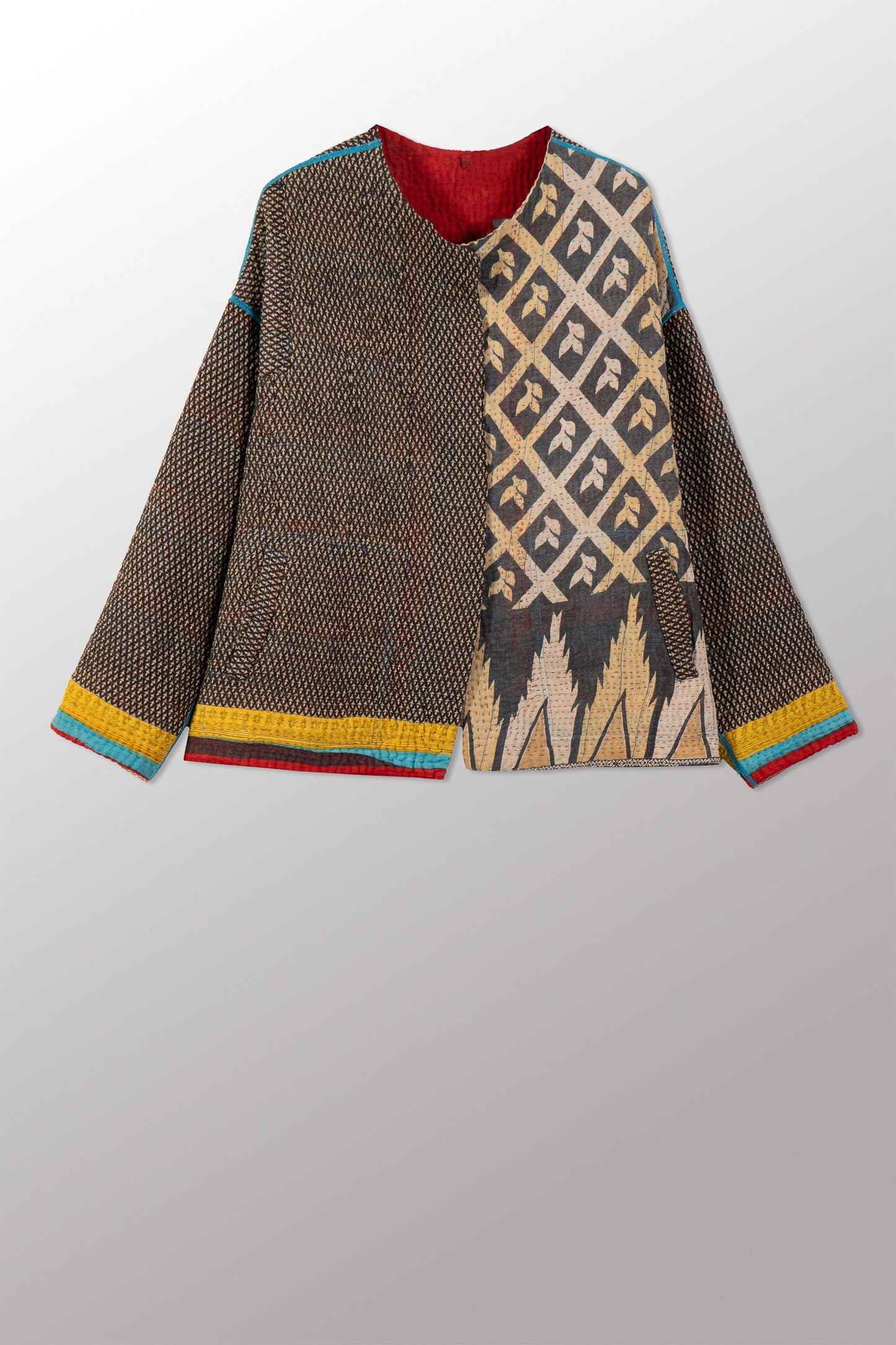 VINTAGE COTTON KANTHA CREW NECK SHORT JKT - cv4053-0067a -