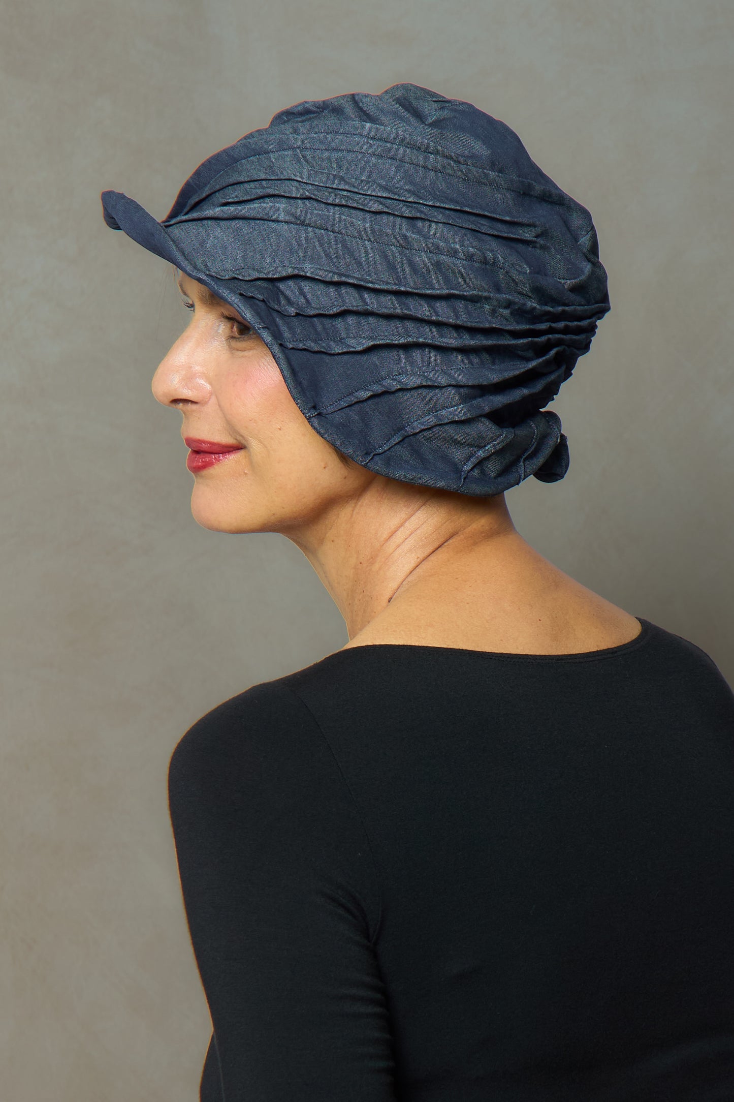 LIGHT DENIM TWIST TUCKED BRIM HAT - ld1886-nvy -