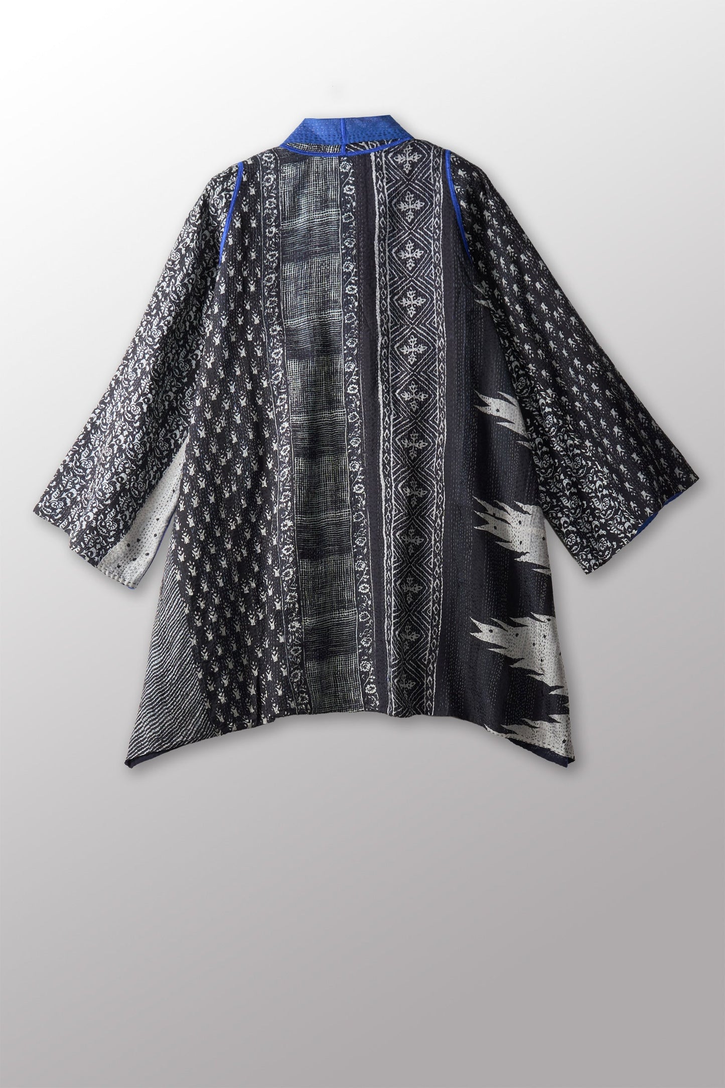 SILK COTTON OMBRE PRINT KANTHA A-LINE JKT - os2003-blk -