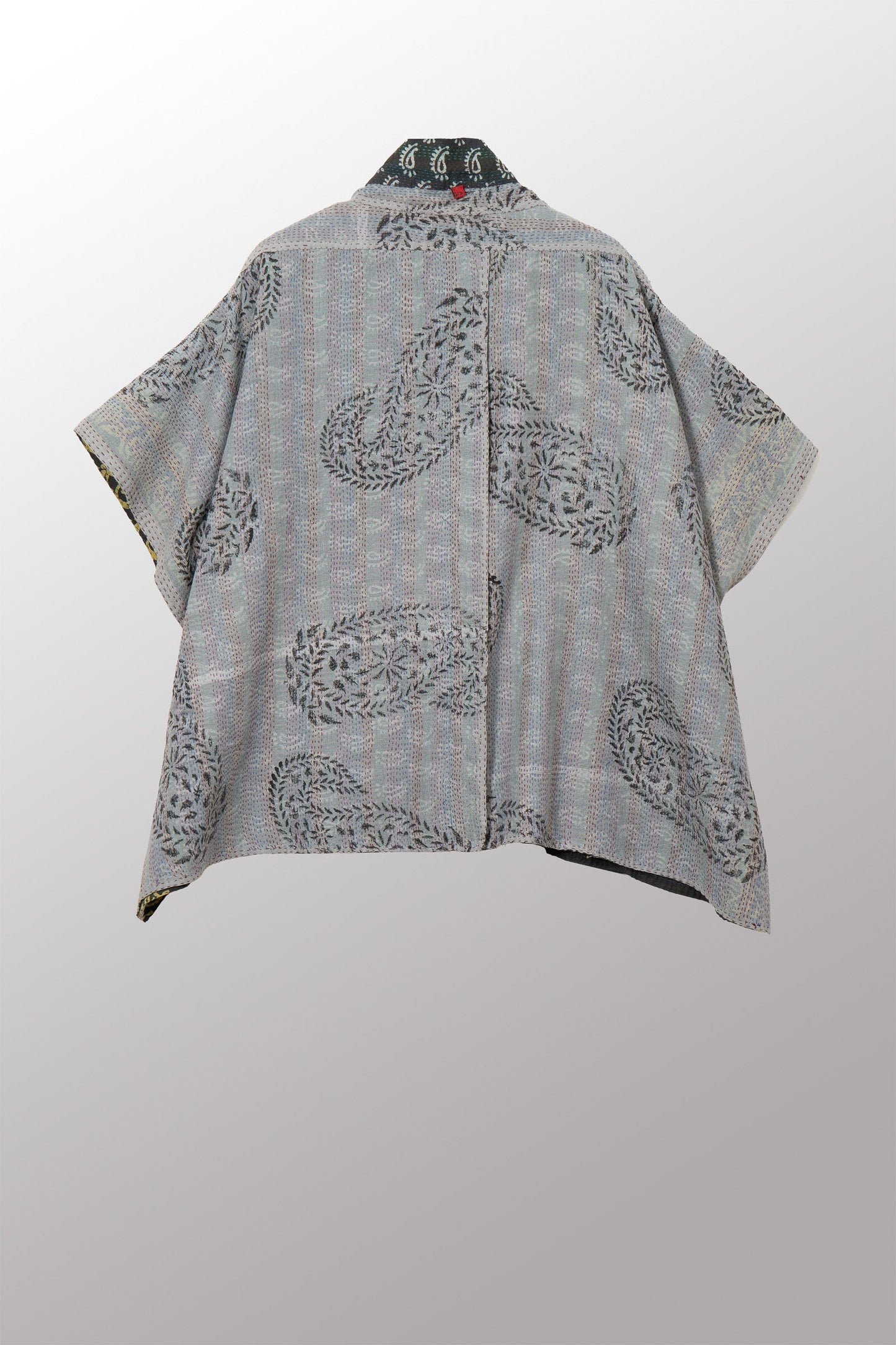 VINTAGE COTTON & NEW VOILE KANTHA PONCHO TOP - cn2568-0001a -