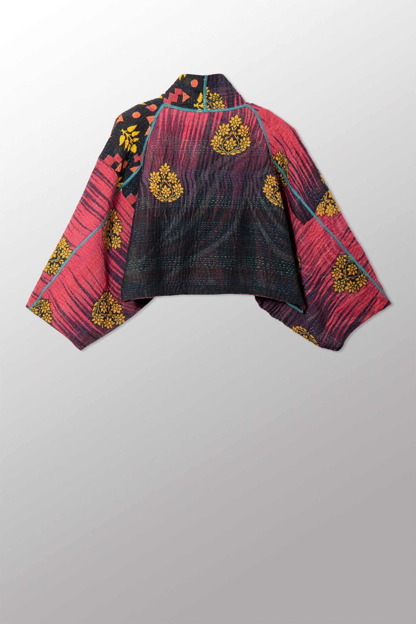 VINTAGE COTTON KANTHA PUFF SLV. SHRUG - cv4062-0052a -