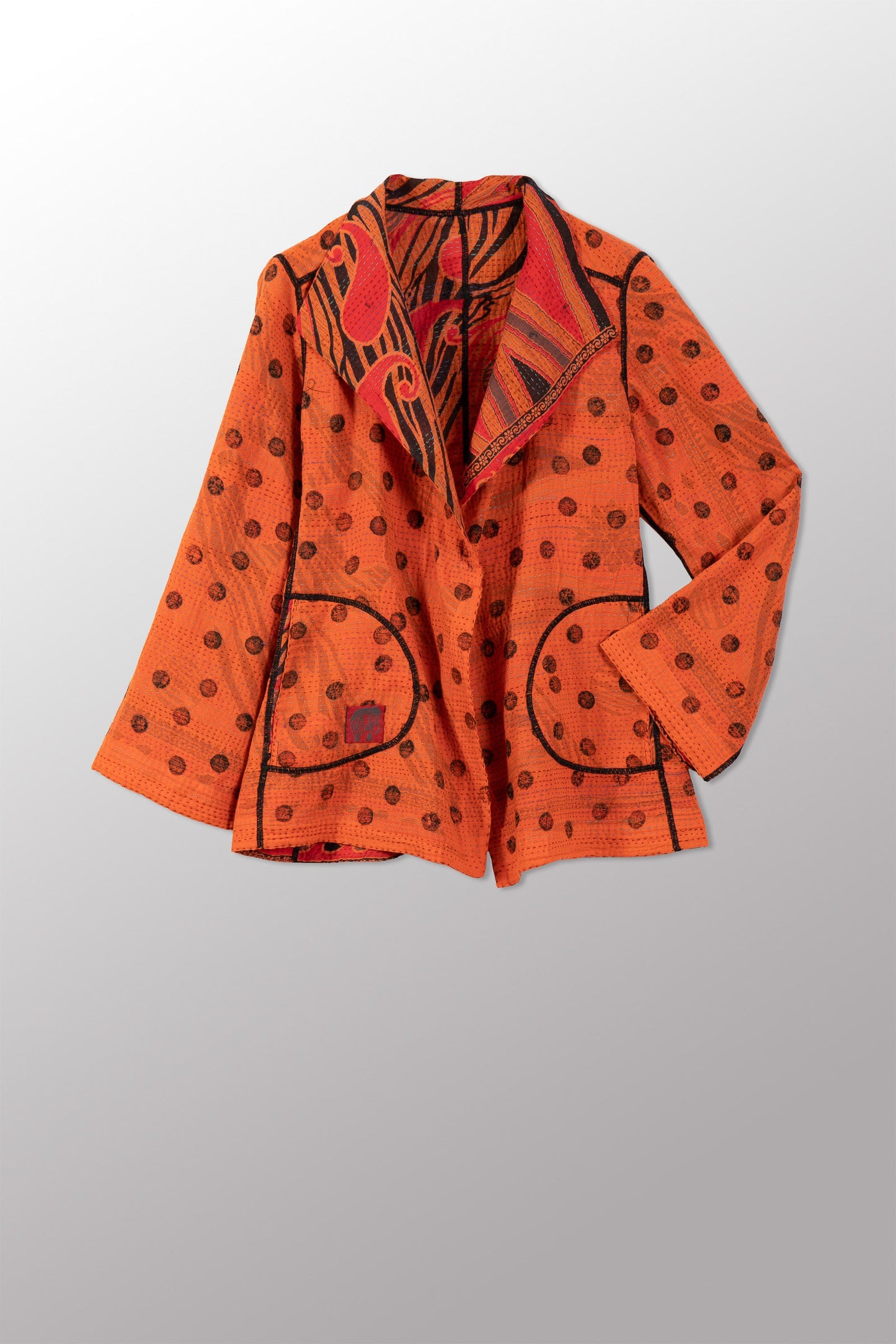 VINTAGE COTTON & NEW VOILE KANTHA SHORT JKT - cn2007-0005m -