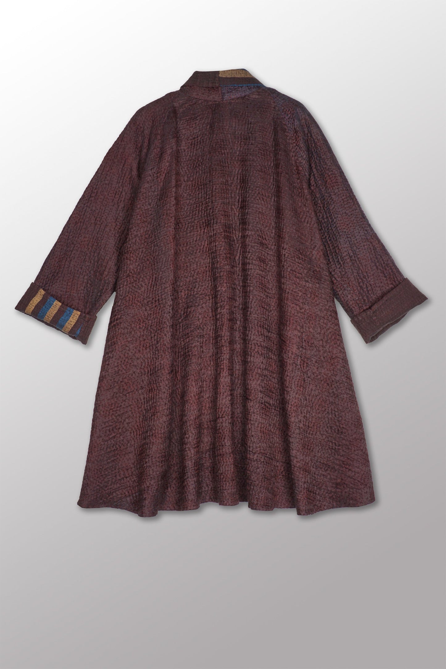 JACQUARD WITH WOVEN KANTHA KIMONO LONG JACKET - jq5005-0001a -