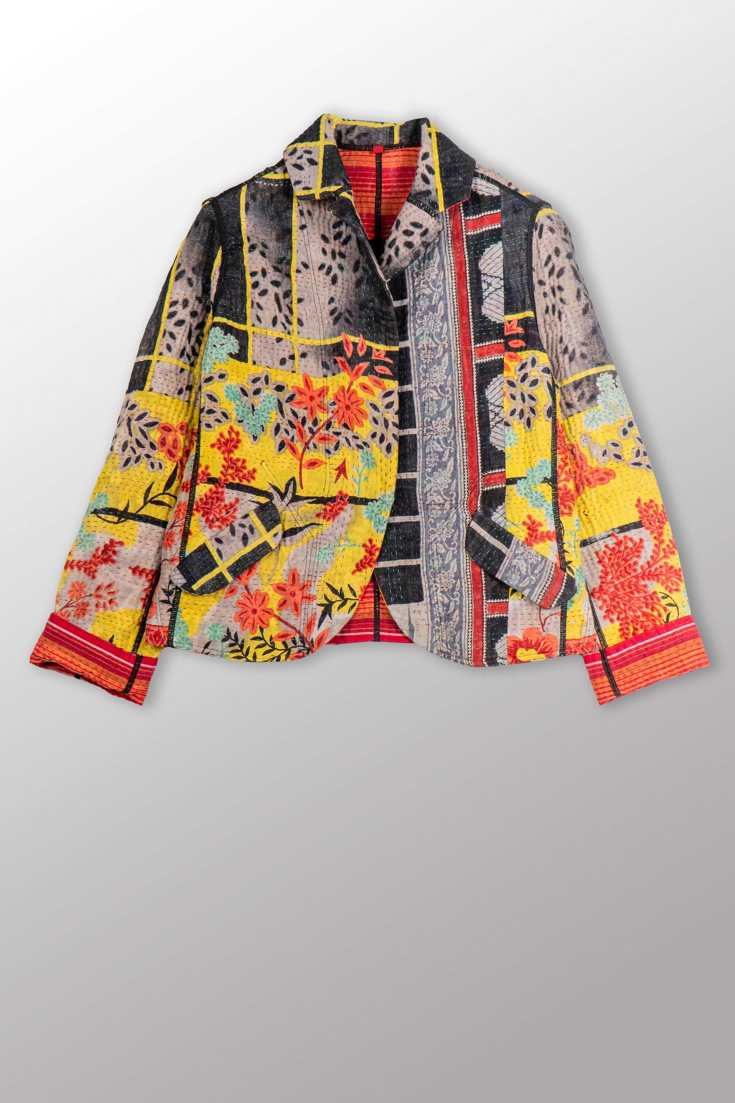 VINTAGE COTTON KANTHA CROPPED BASIC JACKET - cv4096-0003s -