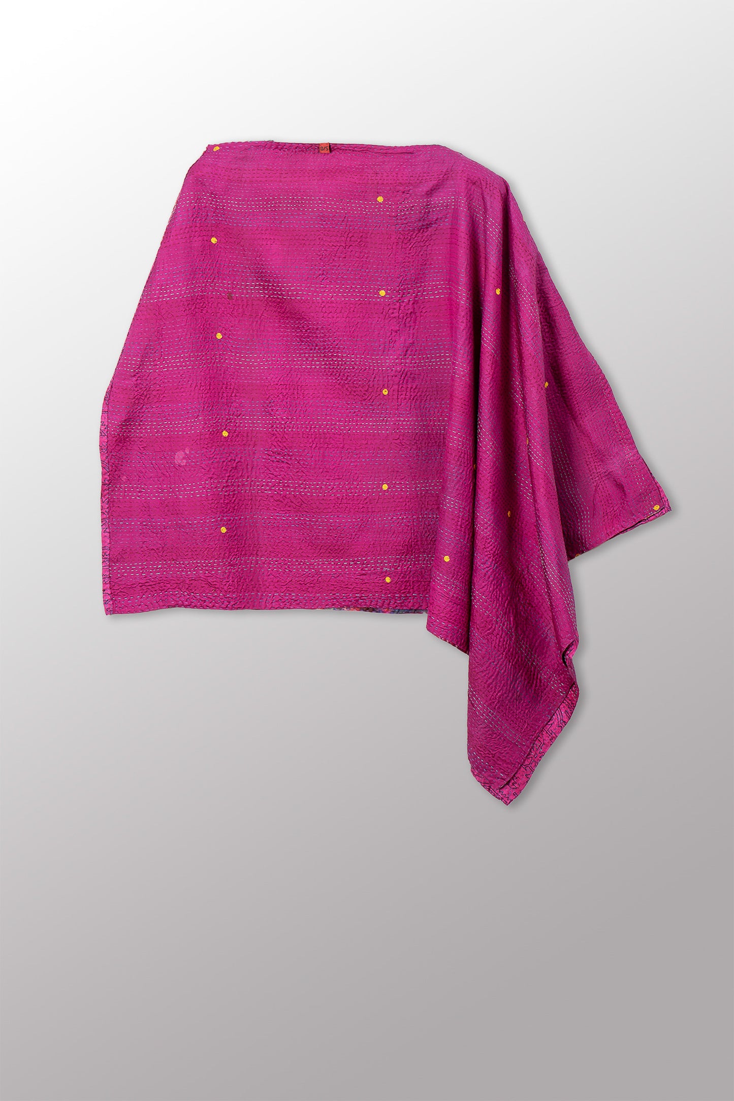 VINTAGE SILK KANTHA LONG CAPE - sv2841-0004a -