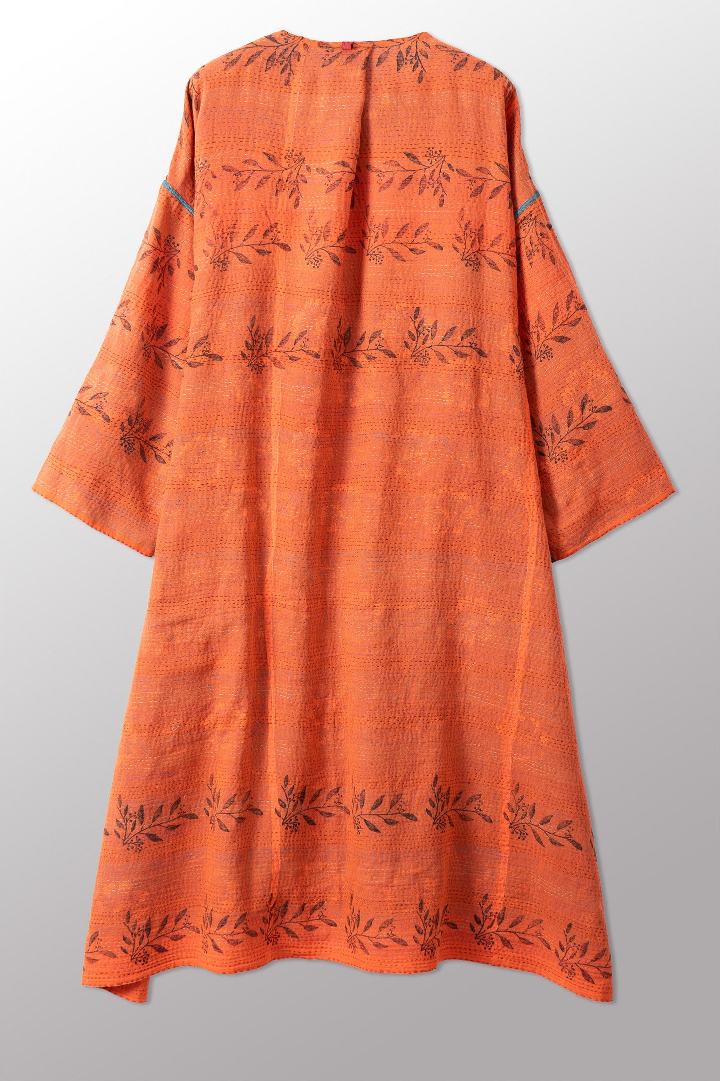 VINTAGE COTTON & NEW VOILE KANTHA LONG DUSTER - cn2328-0001a -
