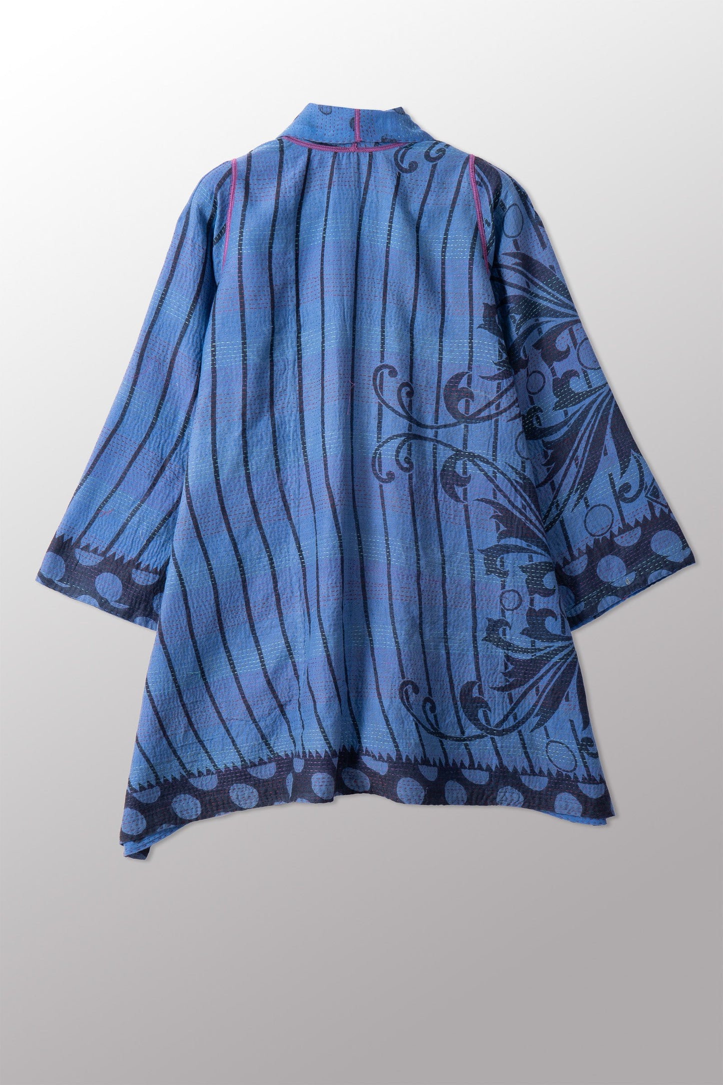 VINTAGE COTTON & NEW VOILE KANTHA A-LINE JKT - cn2003-0002a -