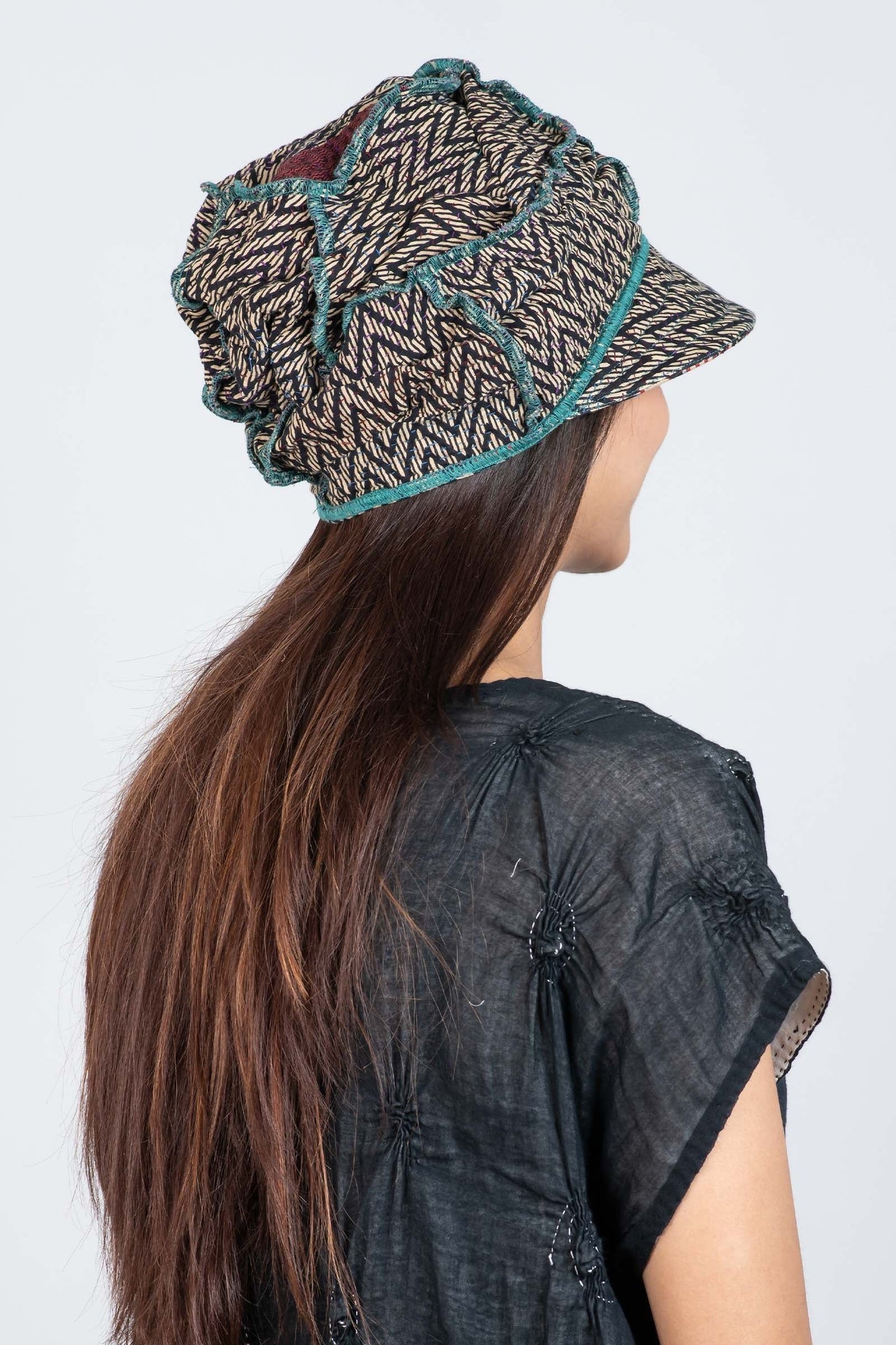 SOHO BAMBOO KANTHA HALF BRIM HAT - bo4881-blk -