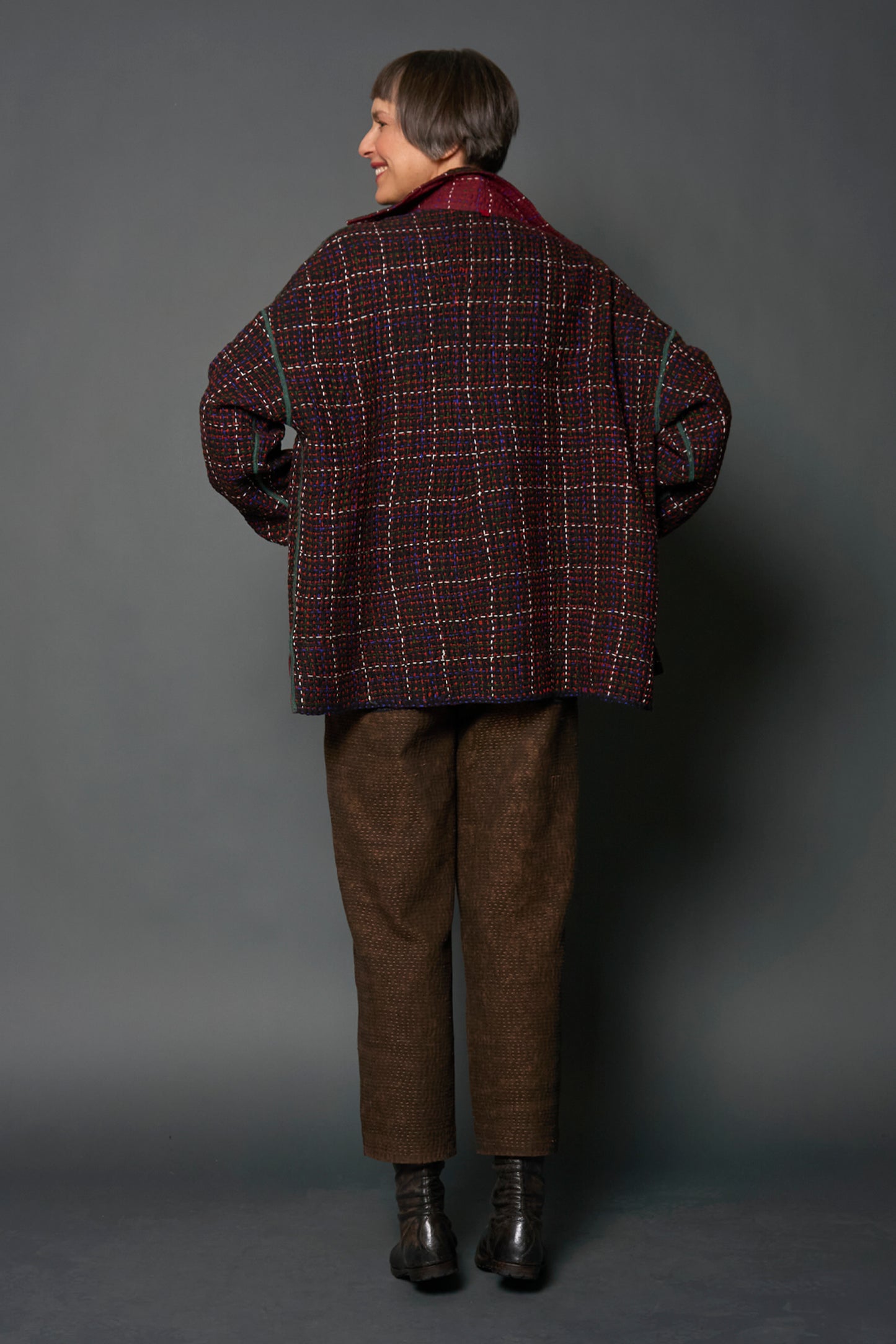 WOOL WAFFLE KANTHA POCKET CAMP SHIRT - ww3598-red -