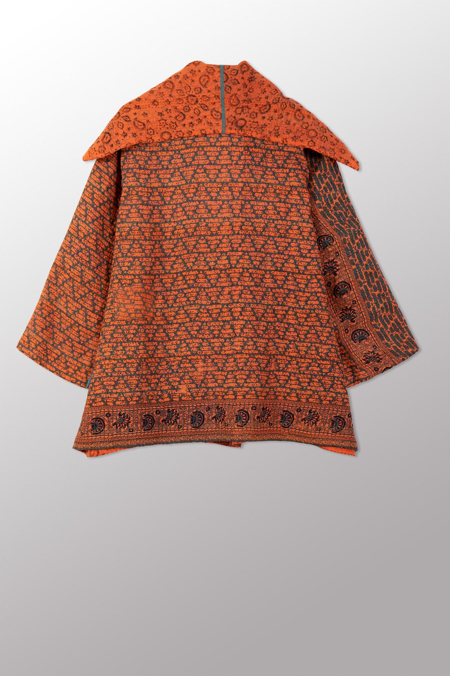 VINTAGE COTTON & NEW VOILE KANTHA FLARE JACKET - cn2010-0001a -