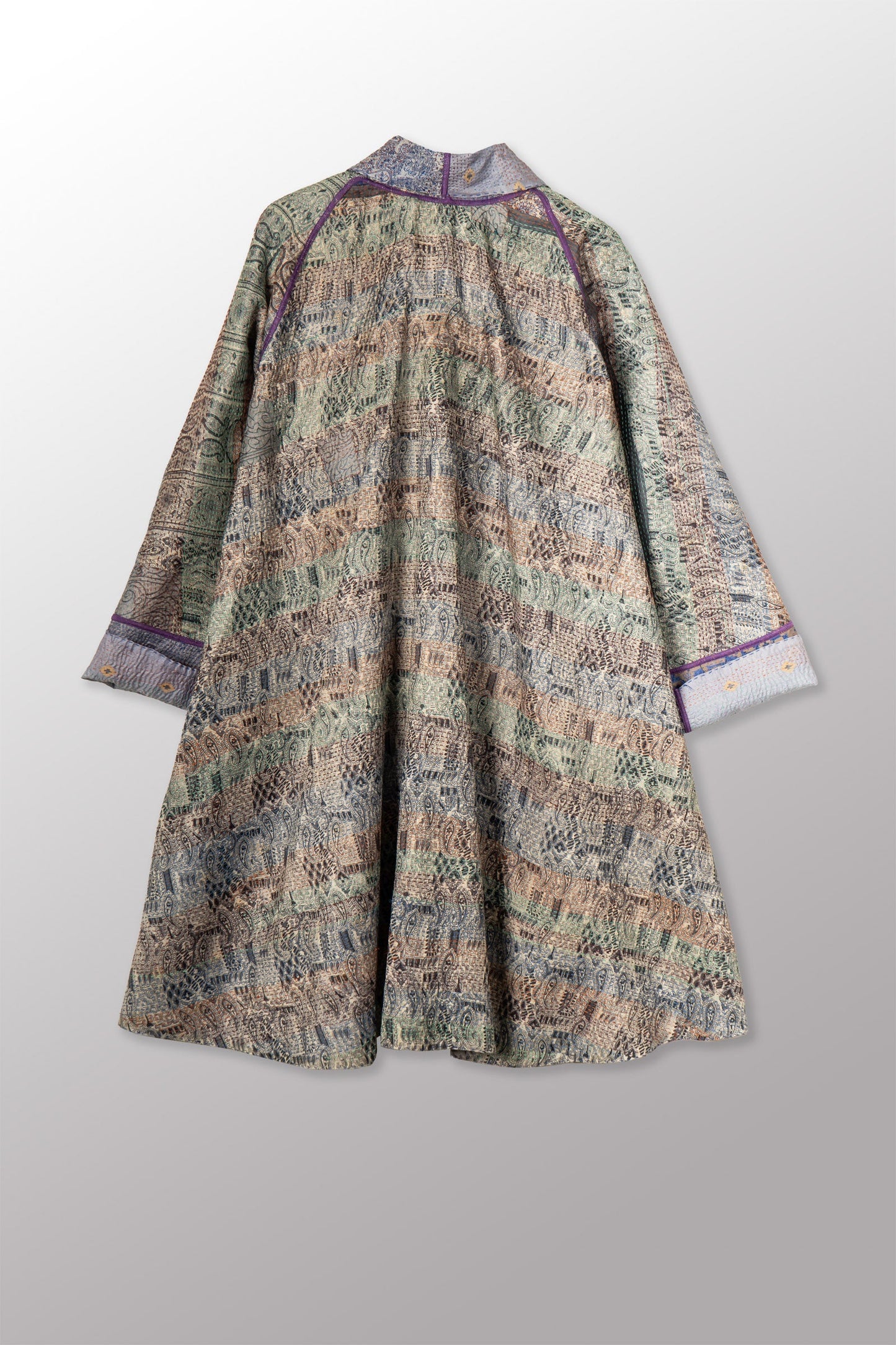 VINTAGE SILK KANTHA KIMONO LONG JKT - sv2005-0081a -