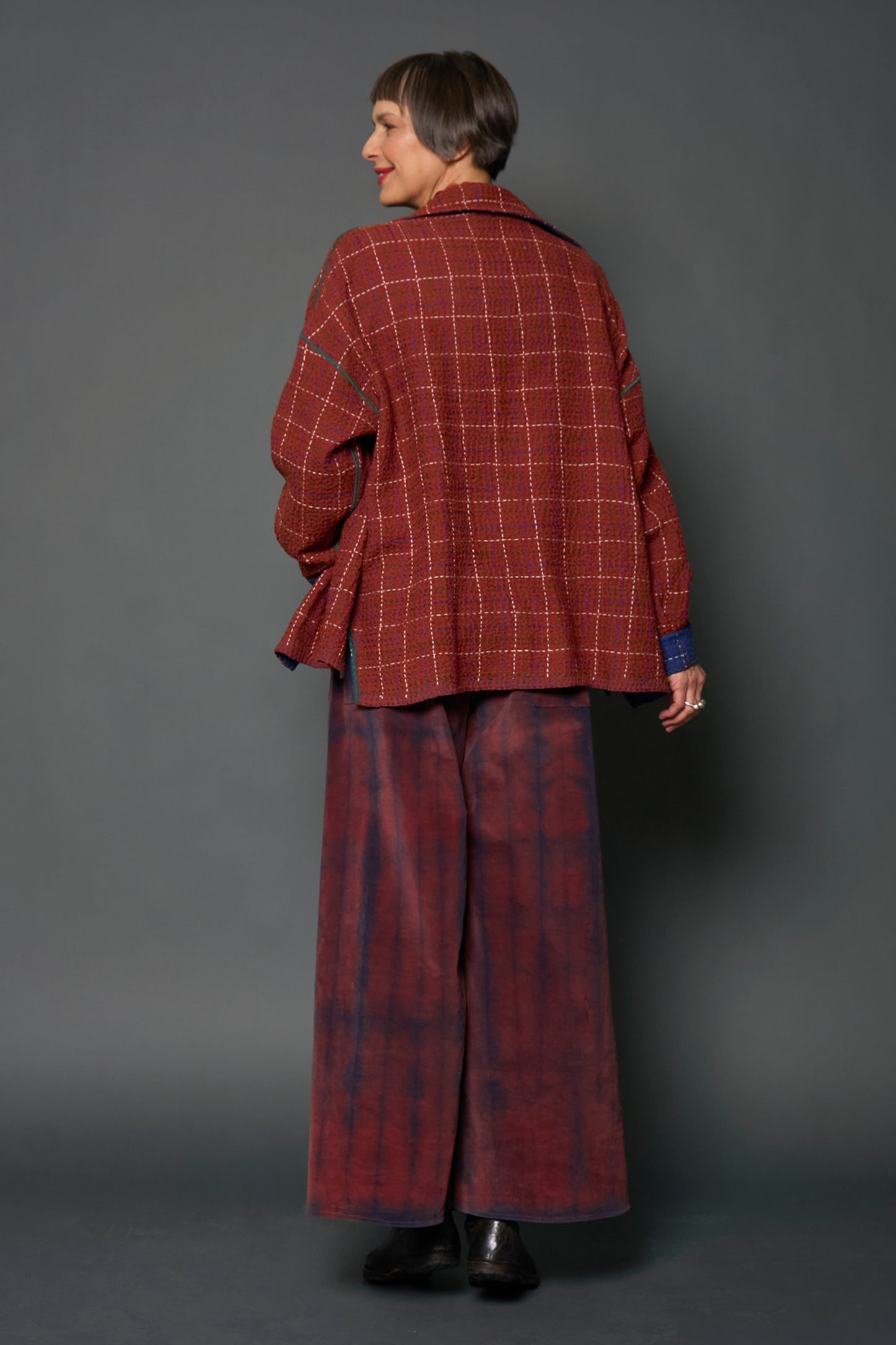 WOOL WAFFLE KANTHA POCKET CAMP SHIRT - ww3598-blu -