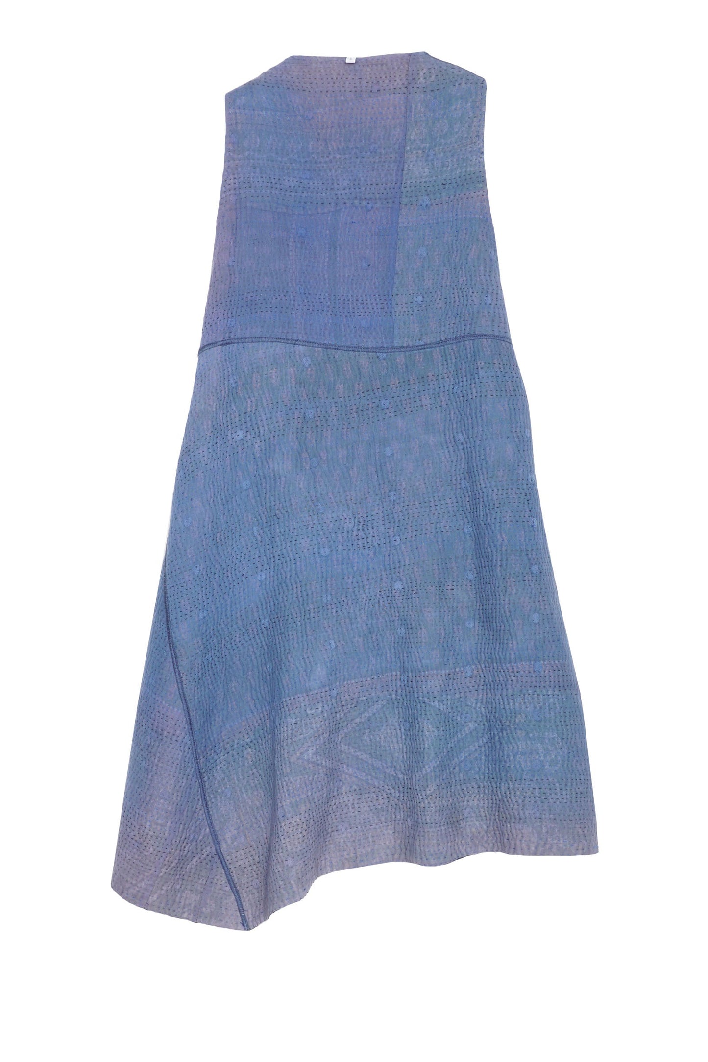 INDIGO WHITE FRAYED PATCH KANTHA WRAP VEST - iw4213-nvy -